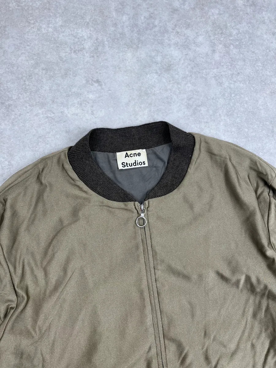 FW2015 Acne Studios Khaki Nylon Contrast Rib Light Jacket oDSyOBgo 5