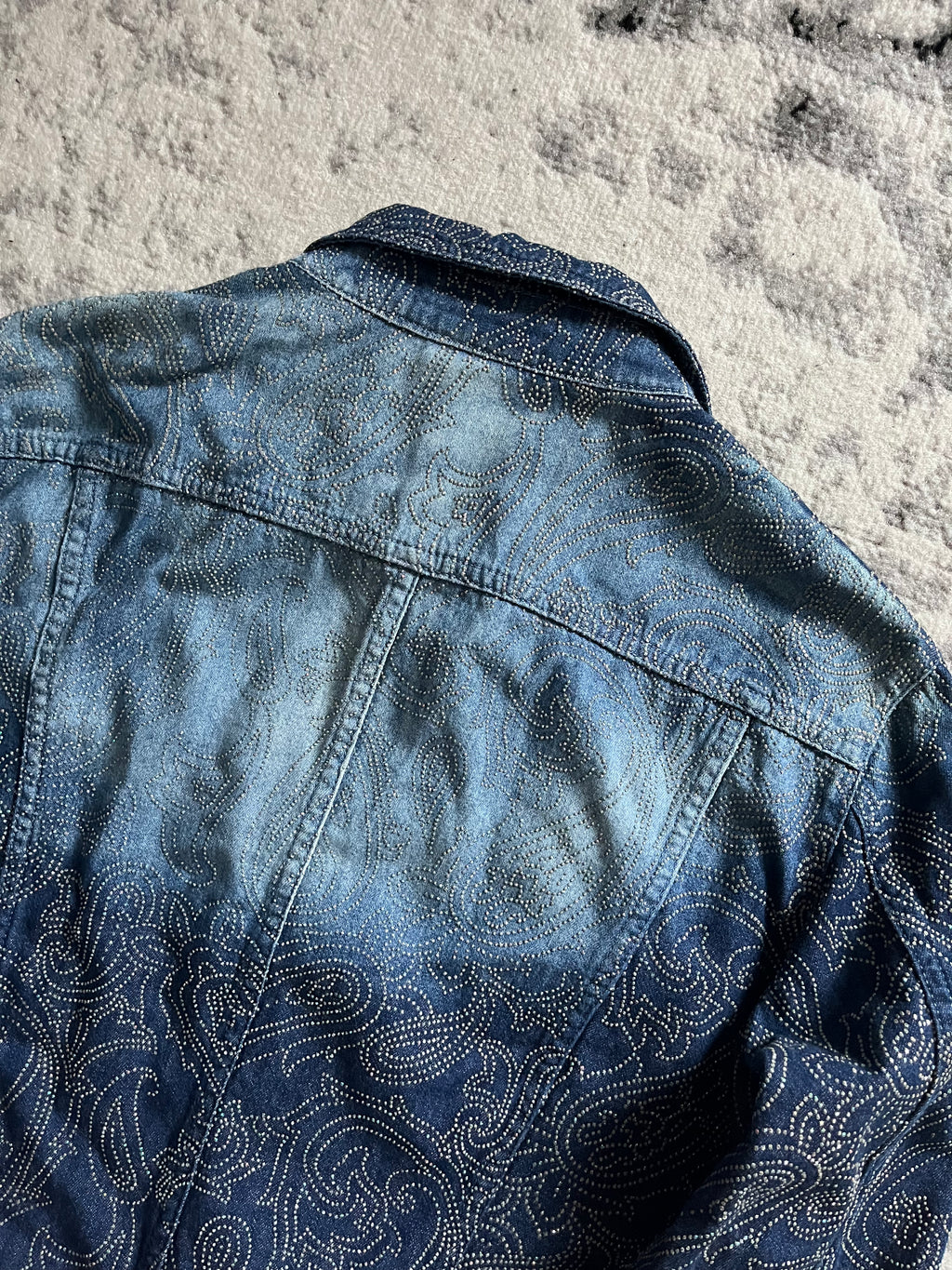 ヴェルサーチ ブルー フェード プレシャス デニム ジャケット (XS)