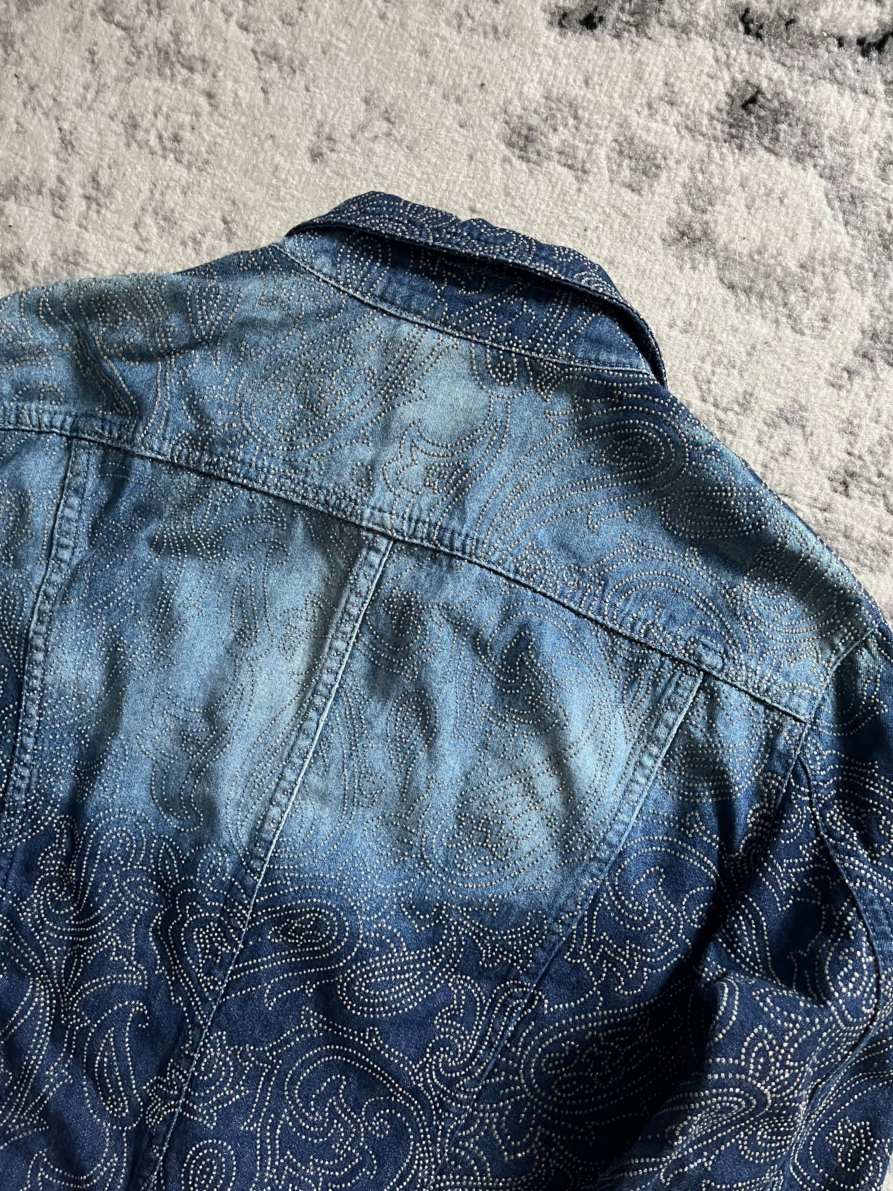 ヴェルサーチ ブルー フェード プレシャス デニム ジャケット (XS)