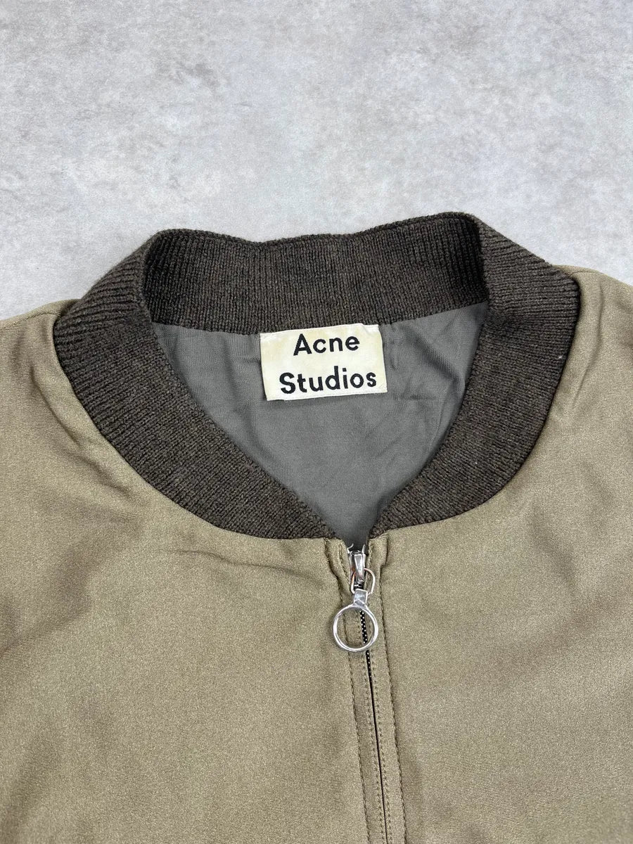 FW2015 Acne Studios Khaki Nylon Contrast Rib Light Jacket oDSyOBgo 8