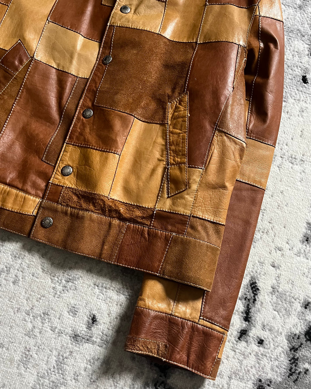 SS2001 Dolce & Gabbana Patchwork Camel Leather Jacket (M)