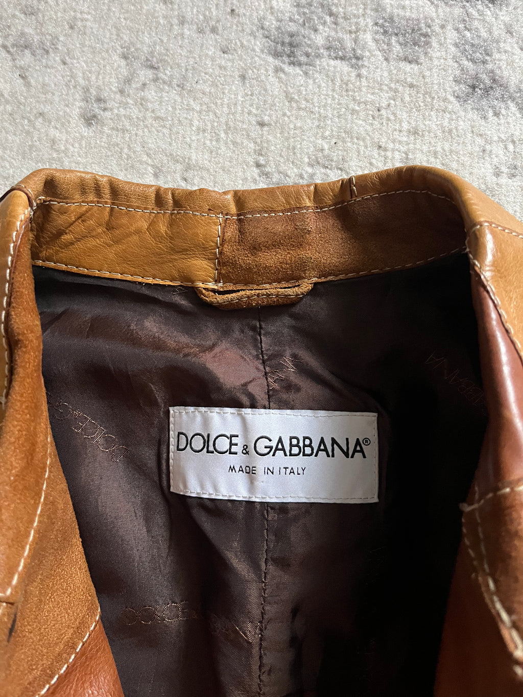 SS2001 Dolce & Gabbana Patchwork Camel Leather Jacket (M)