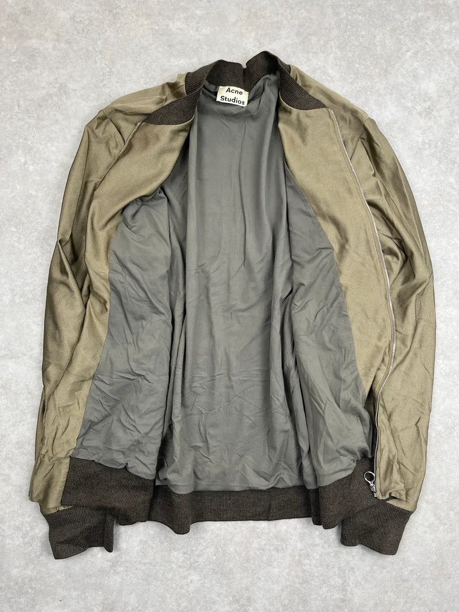 FW2015 Acne Studios Khaki Nylon Contrast Rib Light Jacket oDSyOBgo 4