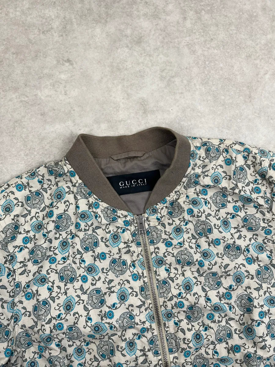 SS2013 Gucci Light Grey Silk Paisley Light Jacket KpkGBgC 8