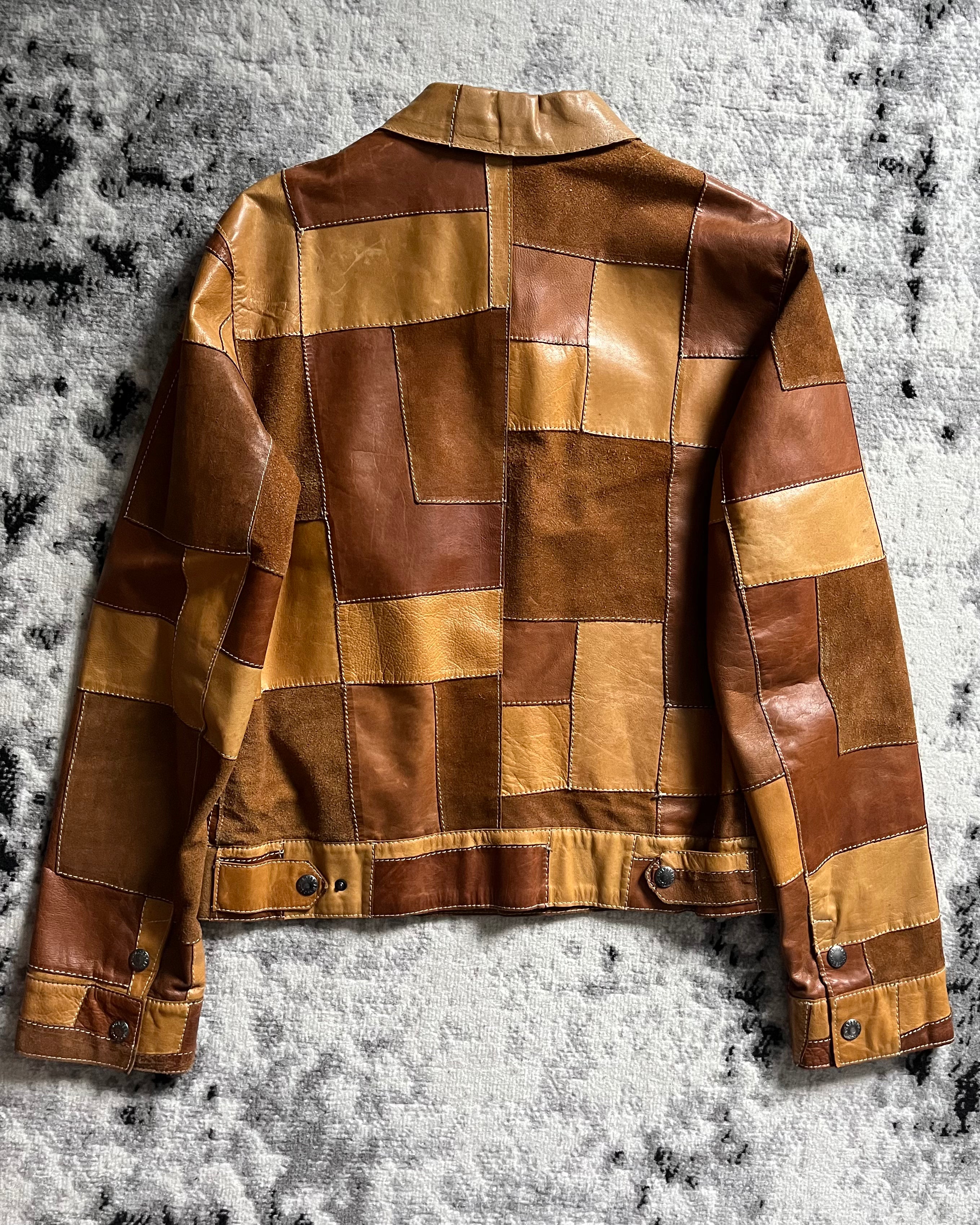 SS2001 Dolce & Gabbana Patchwork Camel Leather Jacket (M)