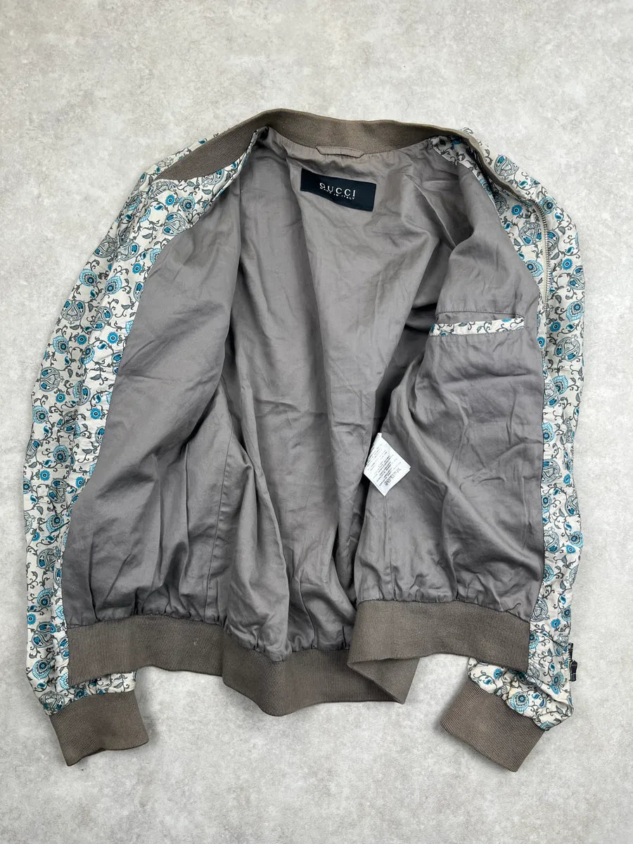 SS2013 Gucci Light Grey Silk Paisley Light Jacket KpkGBgC 2