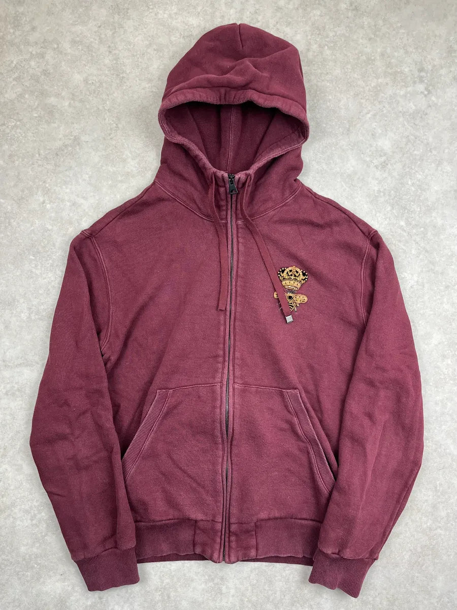2010s Dolce & Gabbana Burgundy Embroidered Zip-up Hoodie OwyxaUkV 2
