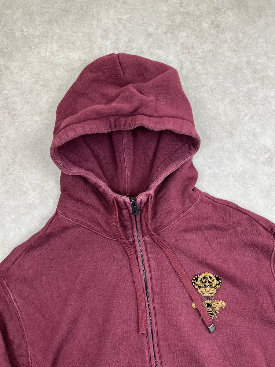 2010s Dolce & Gabbana Burgundy Embroidered Zip-up Hoodie OwyxaUkV 5