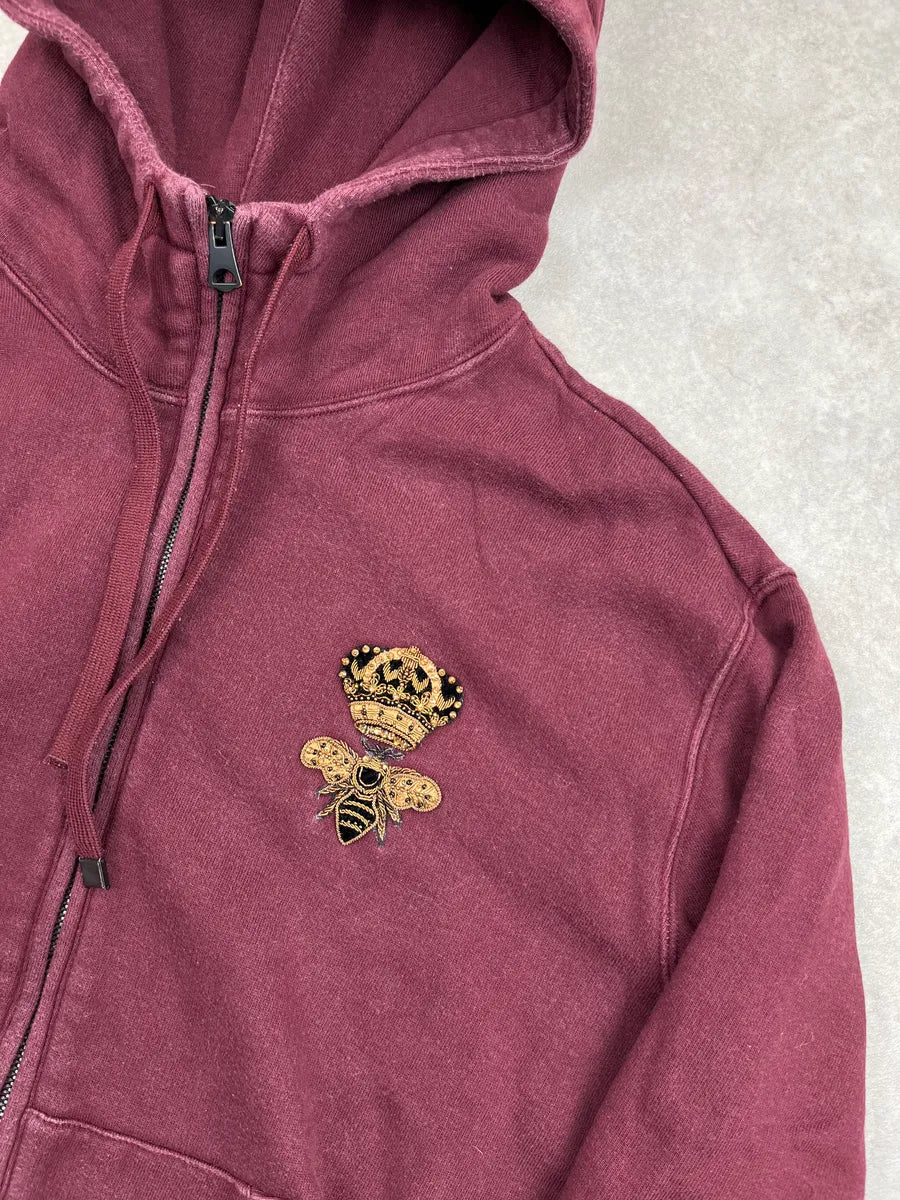 2010s Dolce & Gabbana Burgundy Embroidered Zip-up Hoodie OwyxaUkV 8