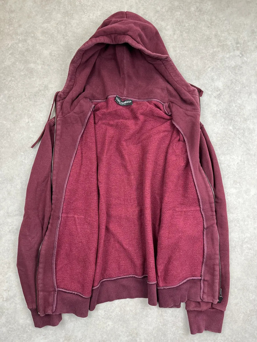2010s Dolce & Gabbana Burgundy Embroidered Zip-up Hoodie OwyxaUkV 3