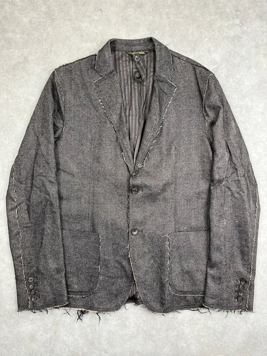 Dolce & Gabbana Grey Wool Distressed Blazer Jacket eaoemphF 0