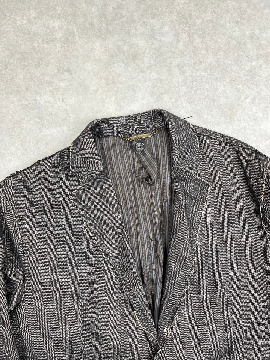 Dolce & Gabbana Grey Wool Distressed Blazer Jacket eaoemphF 5