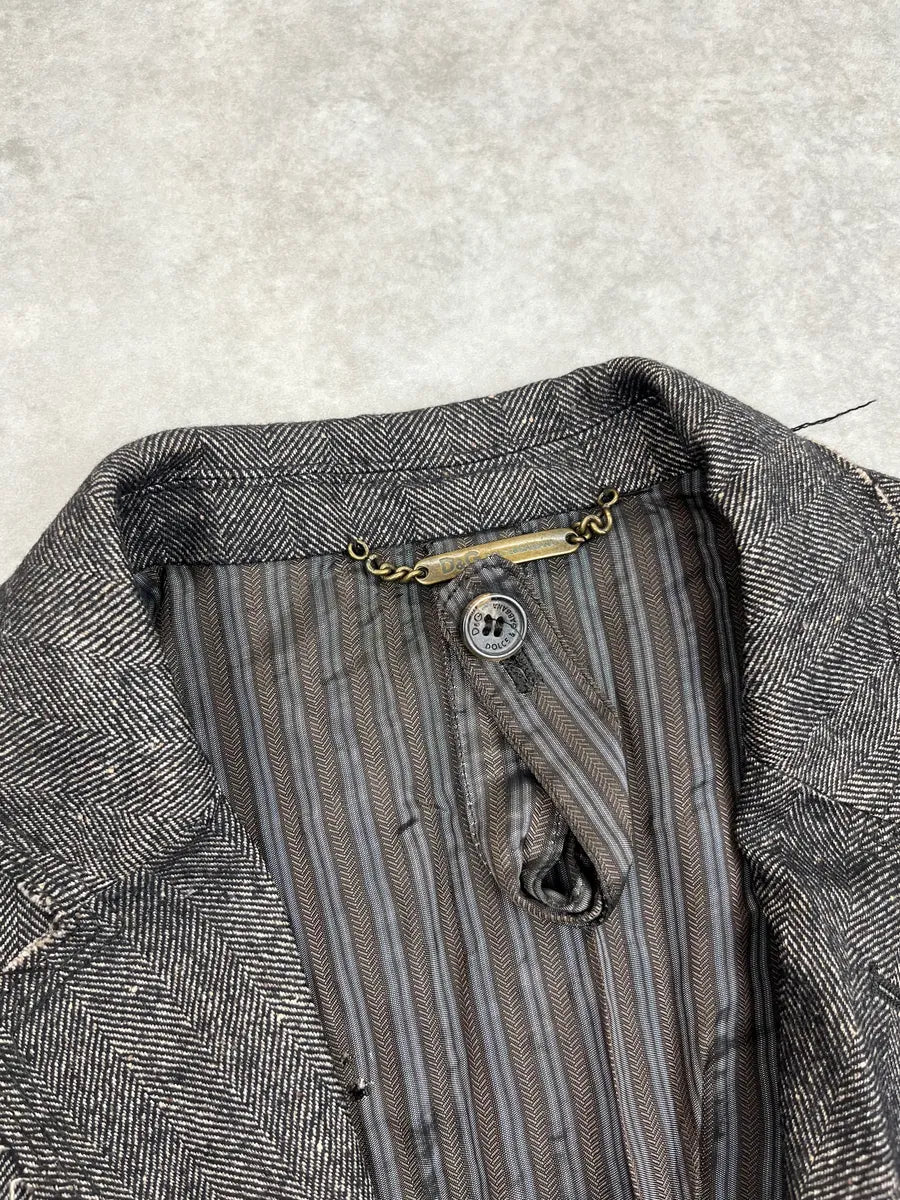 Dolce & Gabbana Grey Wool Distressed Blazer Jacket eaoemphF 10