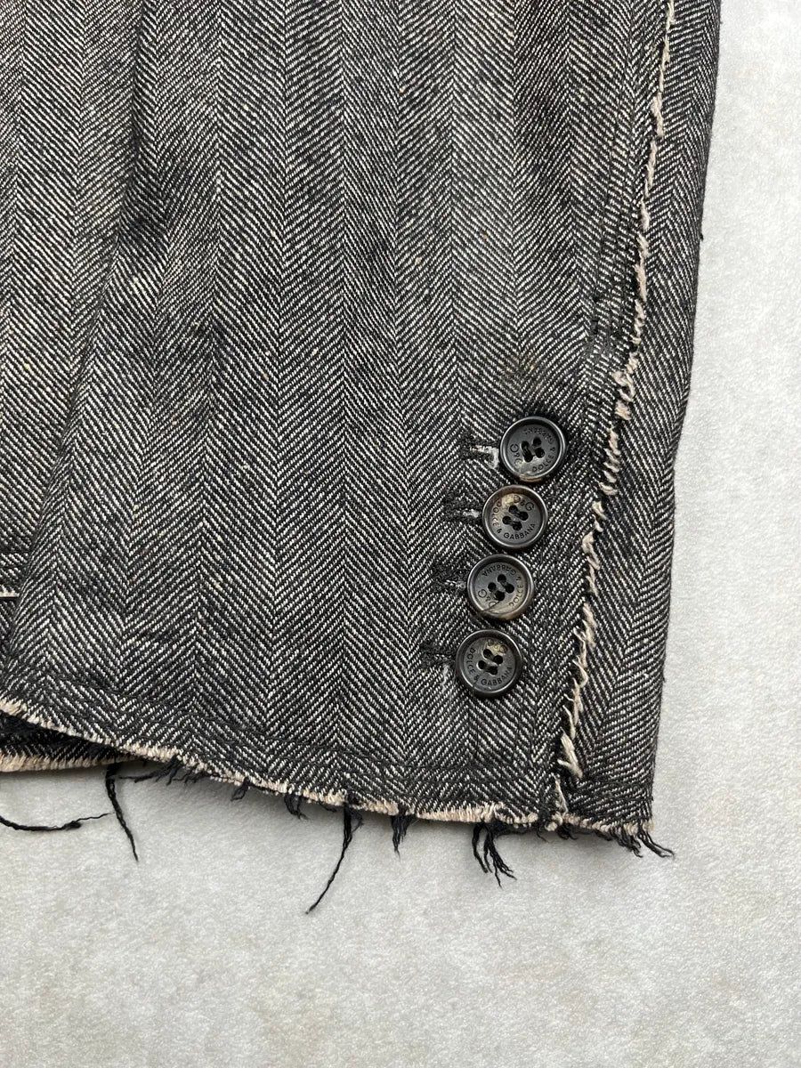 Dolce & Gabbana Grey Wool Distressed Blazer Jacket eaoemphF 8