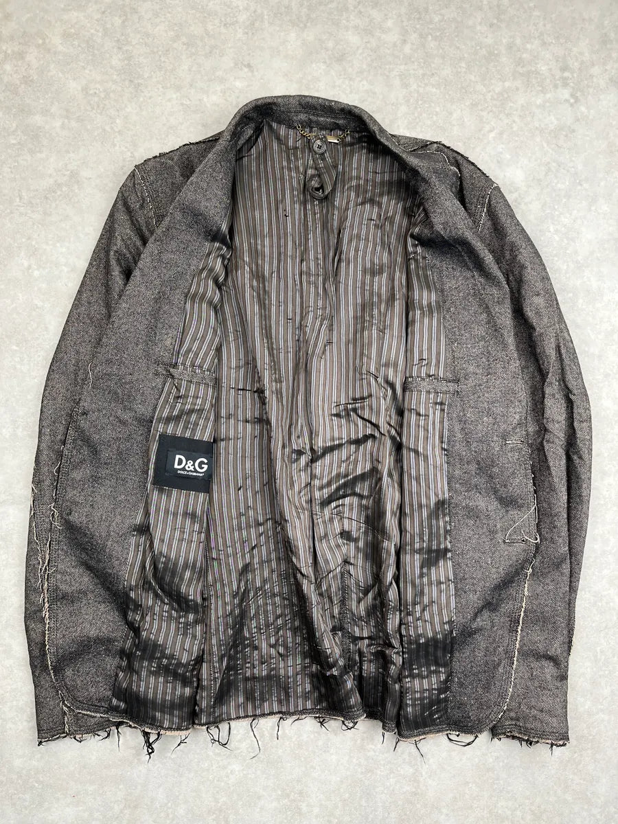 Dolce & Gabbana Grey Wool Distressed Blazer Jacket eaoemphF 3