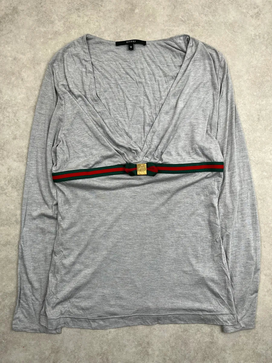 SS2008 Gucci Grey Modal Logo Wrap Longsleeve by Frida Giannini aYFtZPLl 0