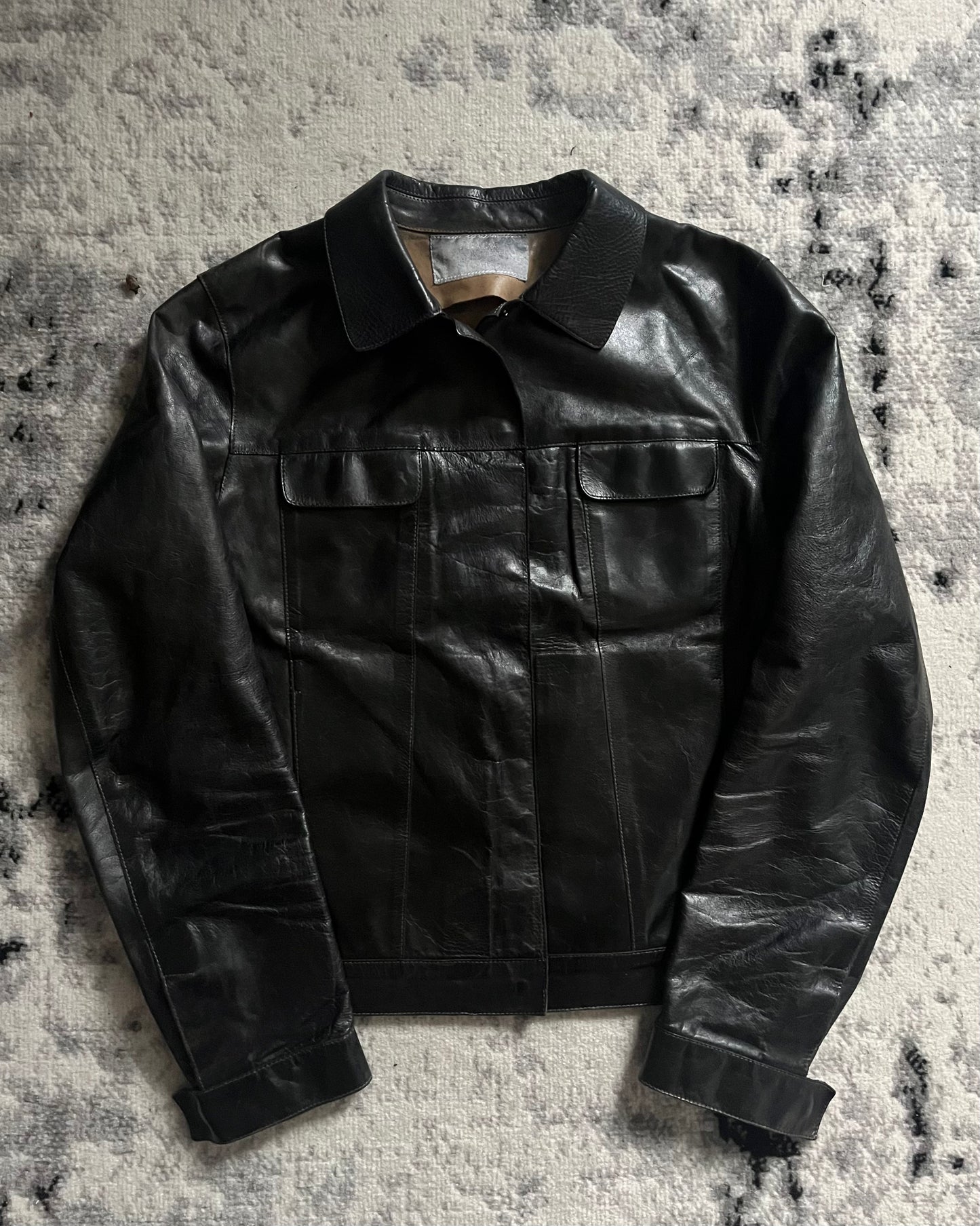 SS1999 Prada Leather Shadow Painted Jacket (XS)