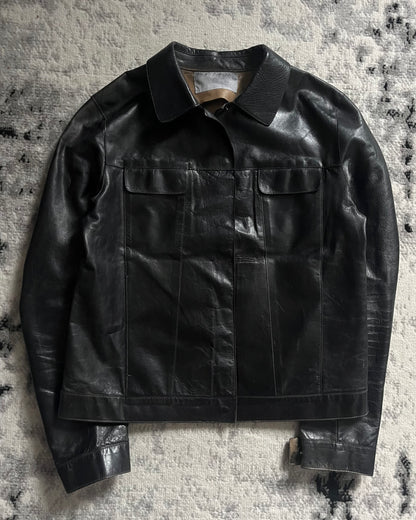 SS1999 Prada Leather Shadow Painted Jacket (XS)