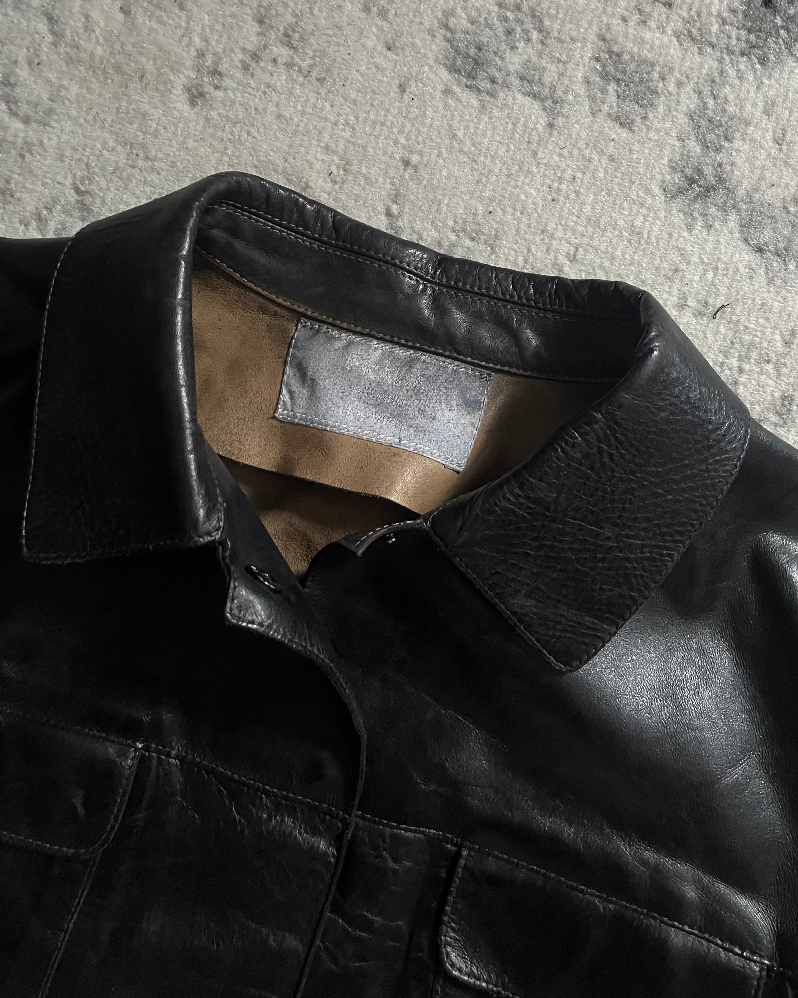 SS1999 プラダ レザー シャドウ ペイント ジャケット (XS)