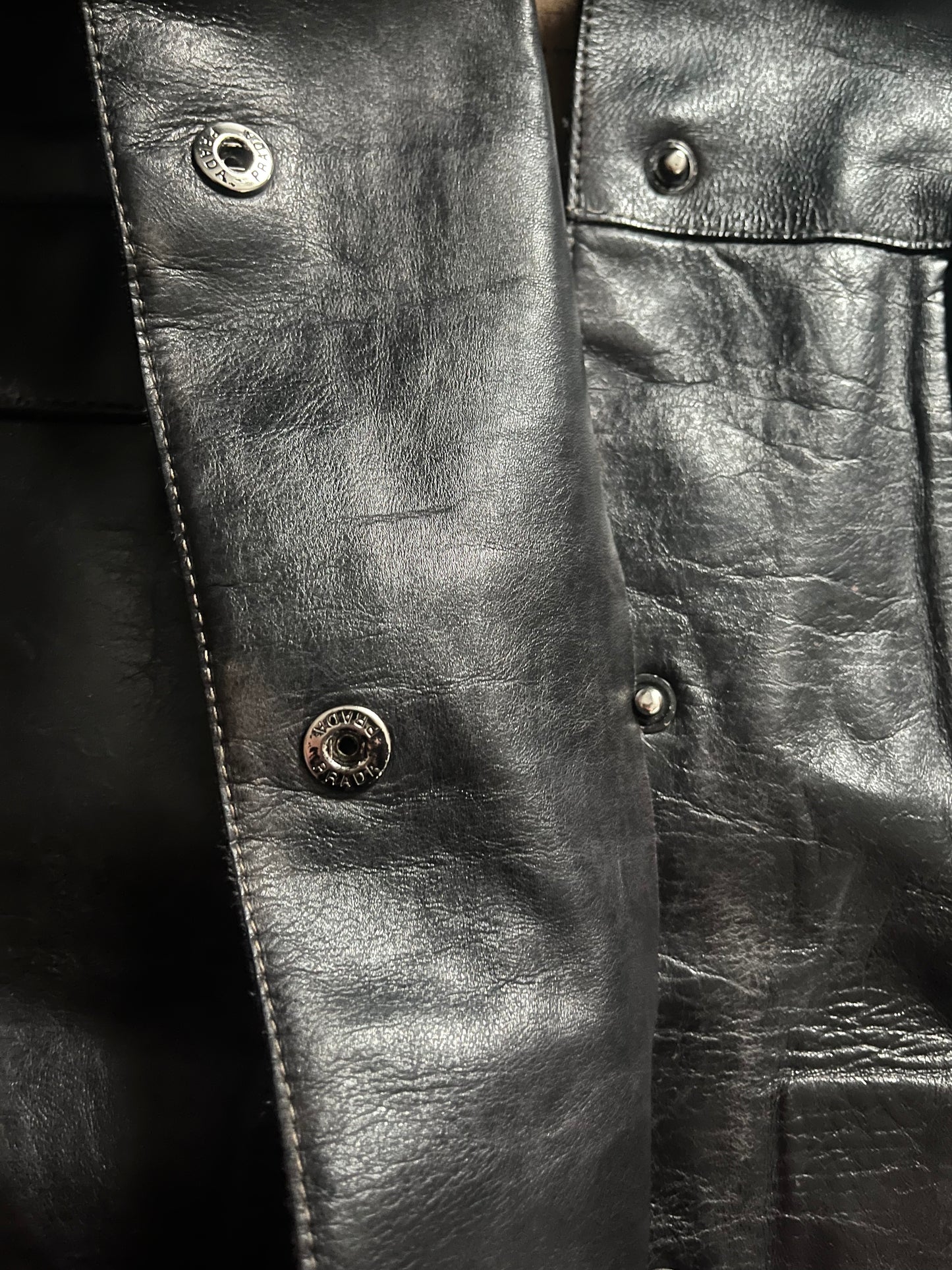 SS1999 Prada Leather Shadow Painted Jacket (XS)