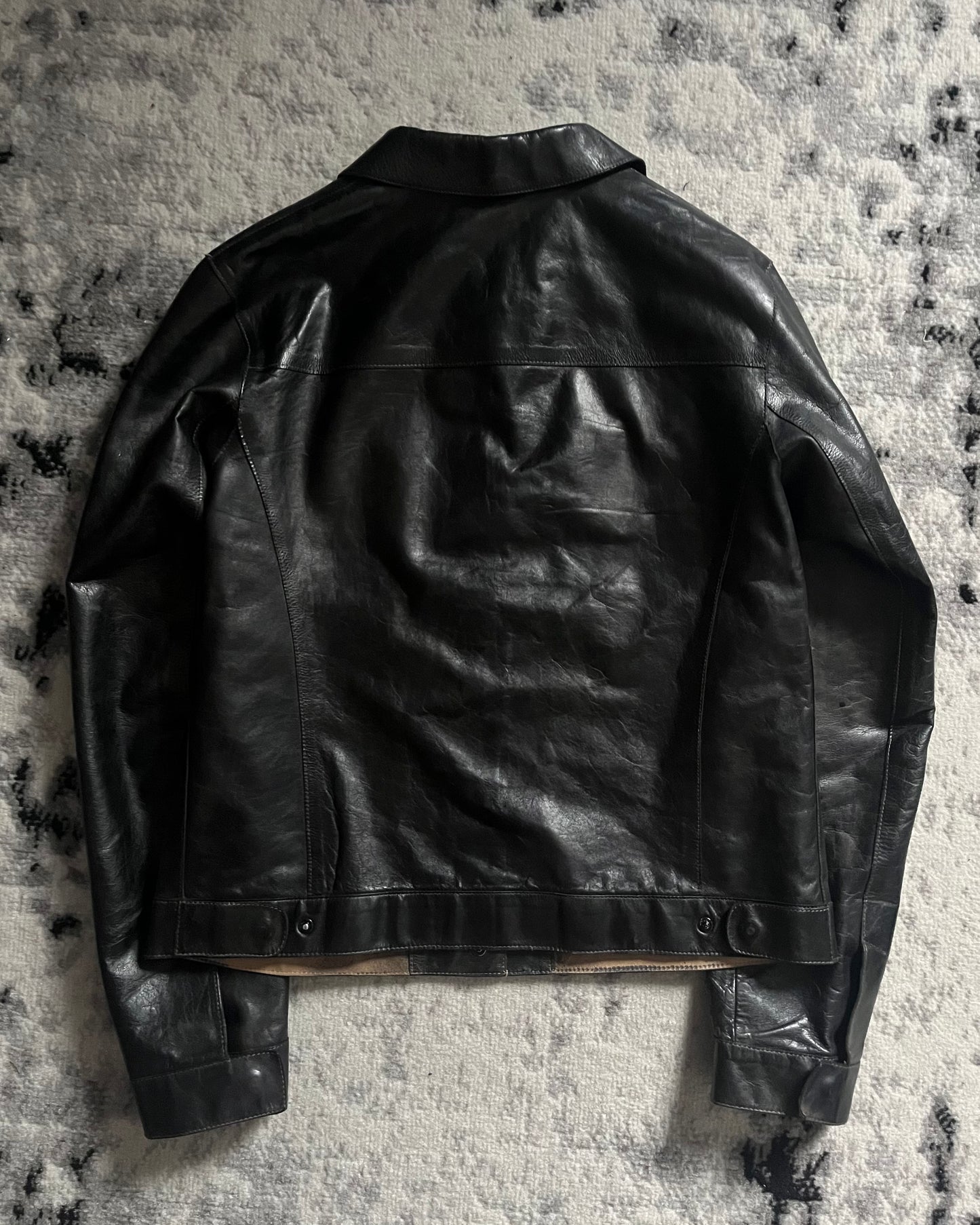 SS1999 Prada Leather Shadow Painted Jacket (XS)