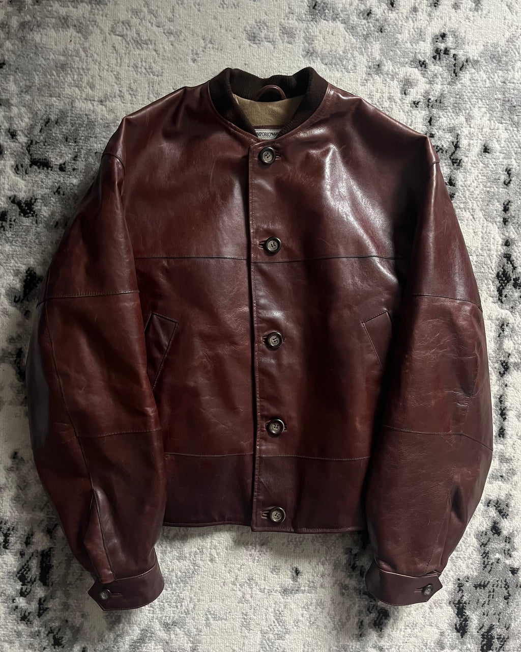 80年代 エンポリオ アルマーニ ブラウン レザー バイカー ボンバー (M/L)