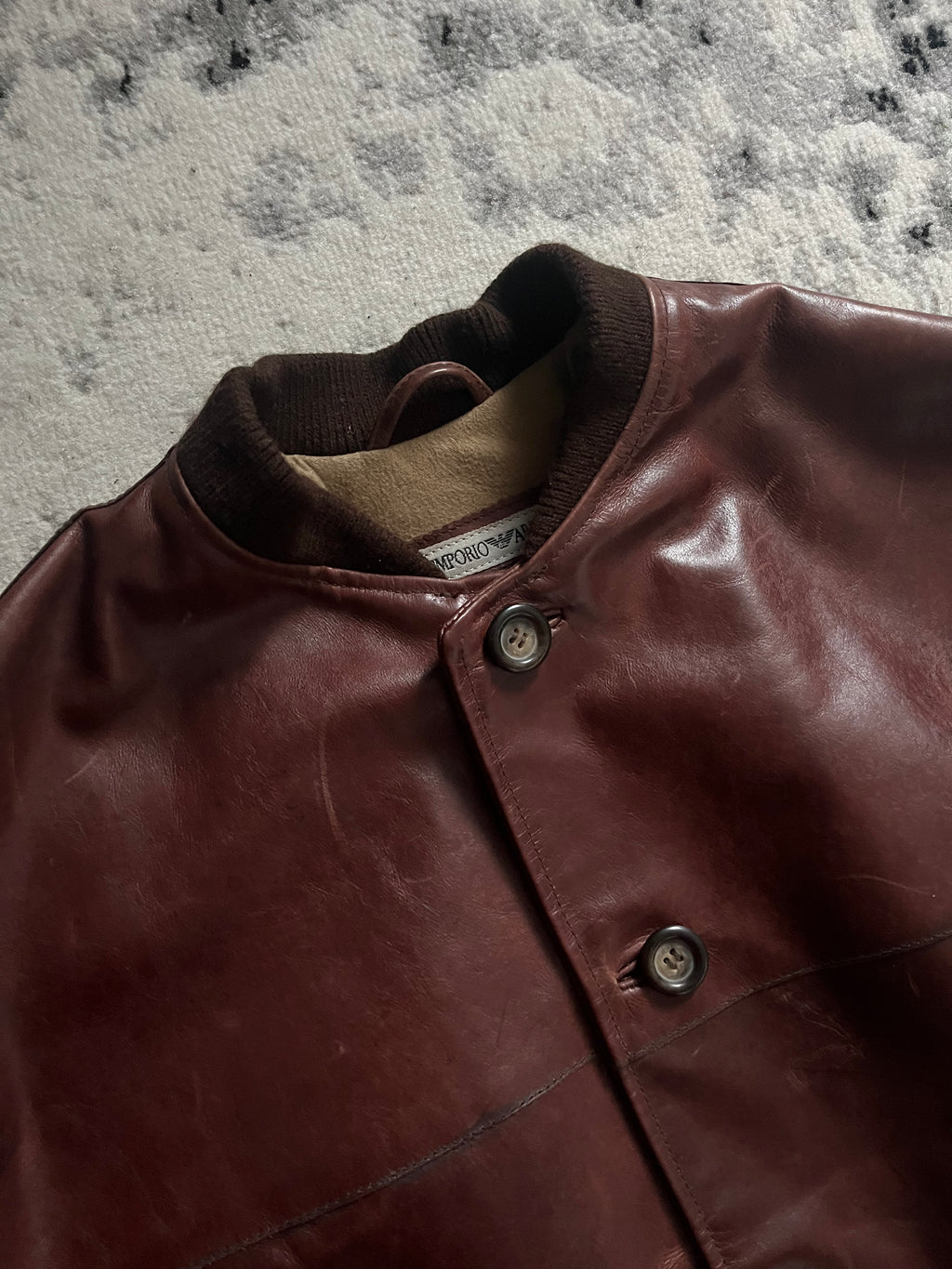 80年代 エンポリオ アルマーニ ブラウン レザー バイカー ボンバー (M/L)