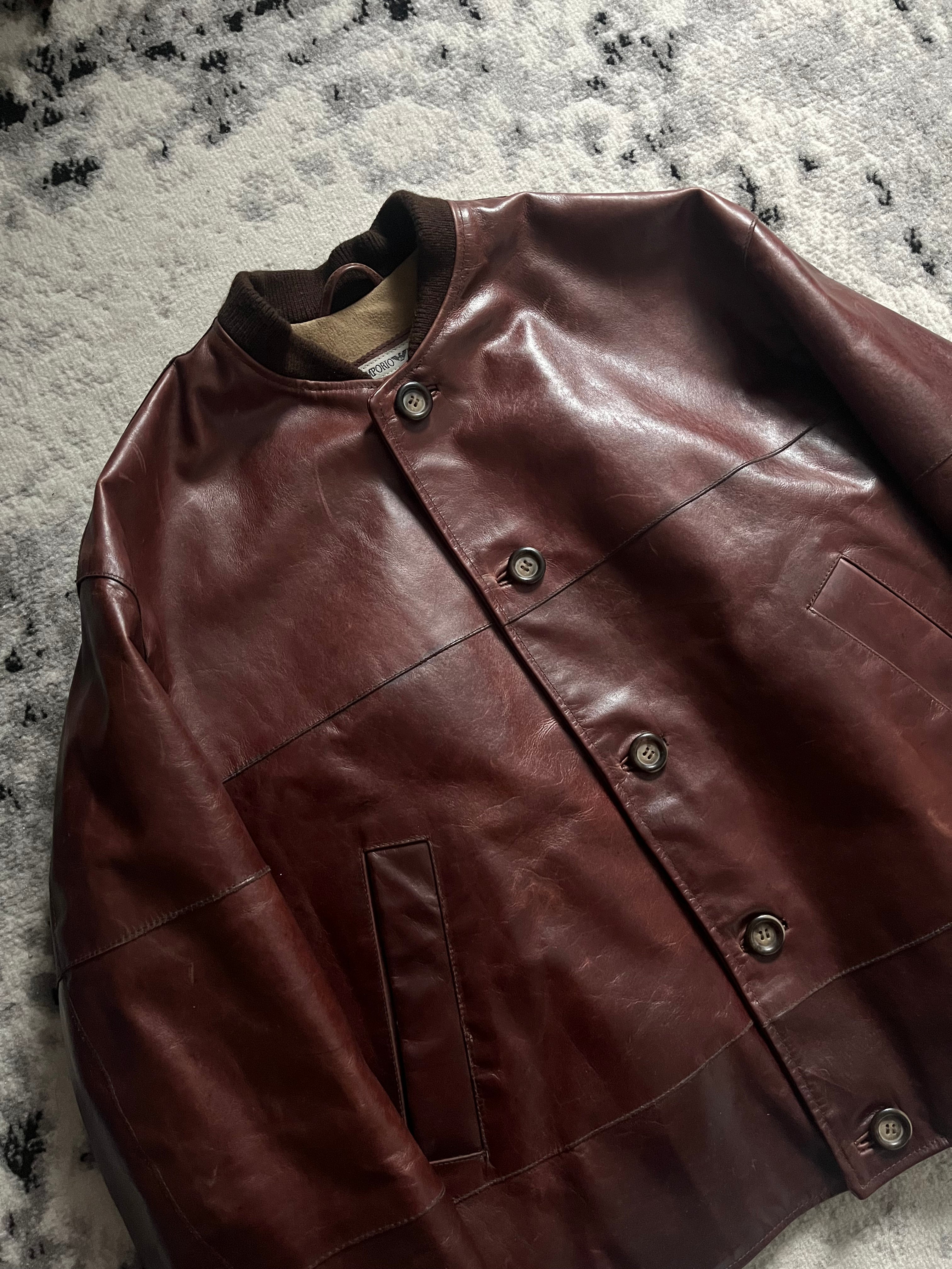 80年代 エンポリオ アルマーニ ブラウン レザー バイカー ボンバー (M/L)