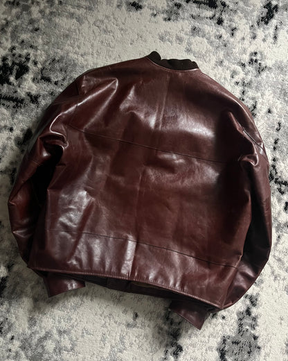 80s Emporio Armani Brown Leather Biker Bomber (M/L)