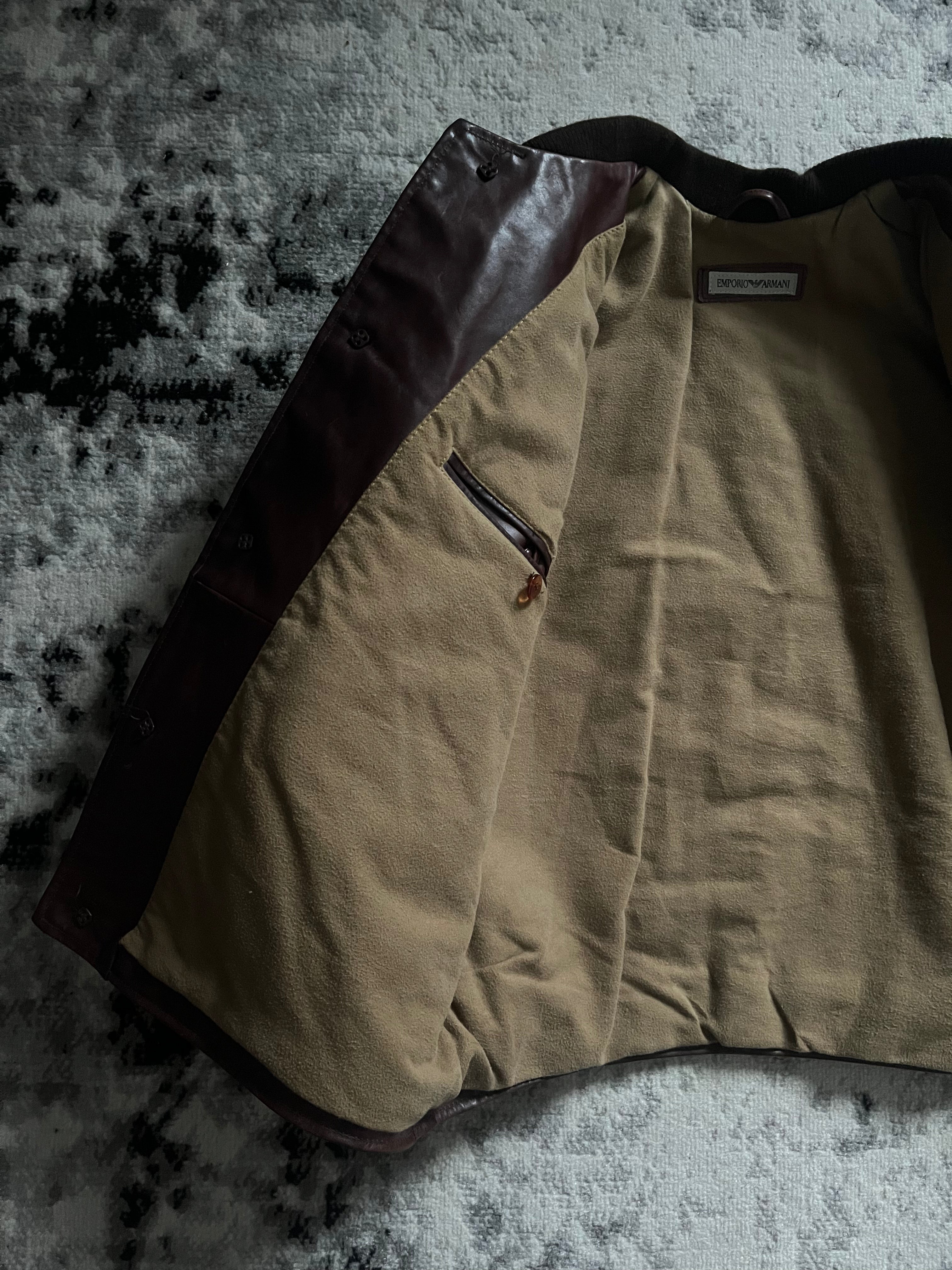 80年代 エンポリオ アルマーニ ブラウン レザー バイカー ボンバー (M/L)