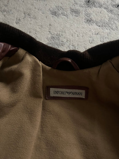 80 年代 Emporio Armani 棕色皮革机车飞行员夹克（M/L）