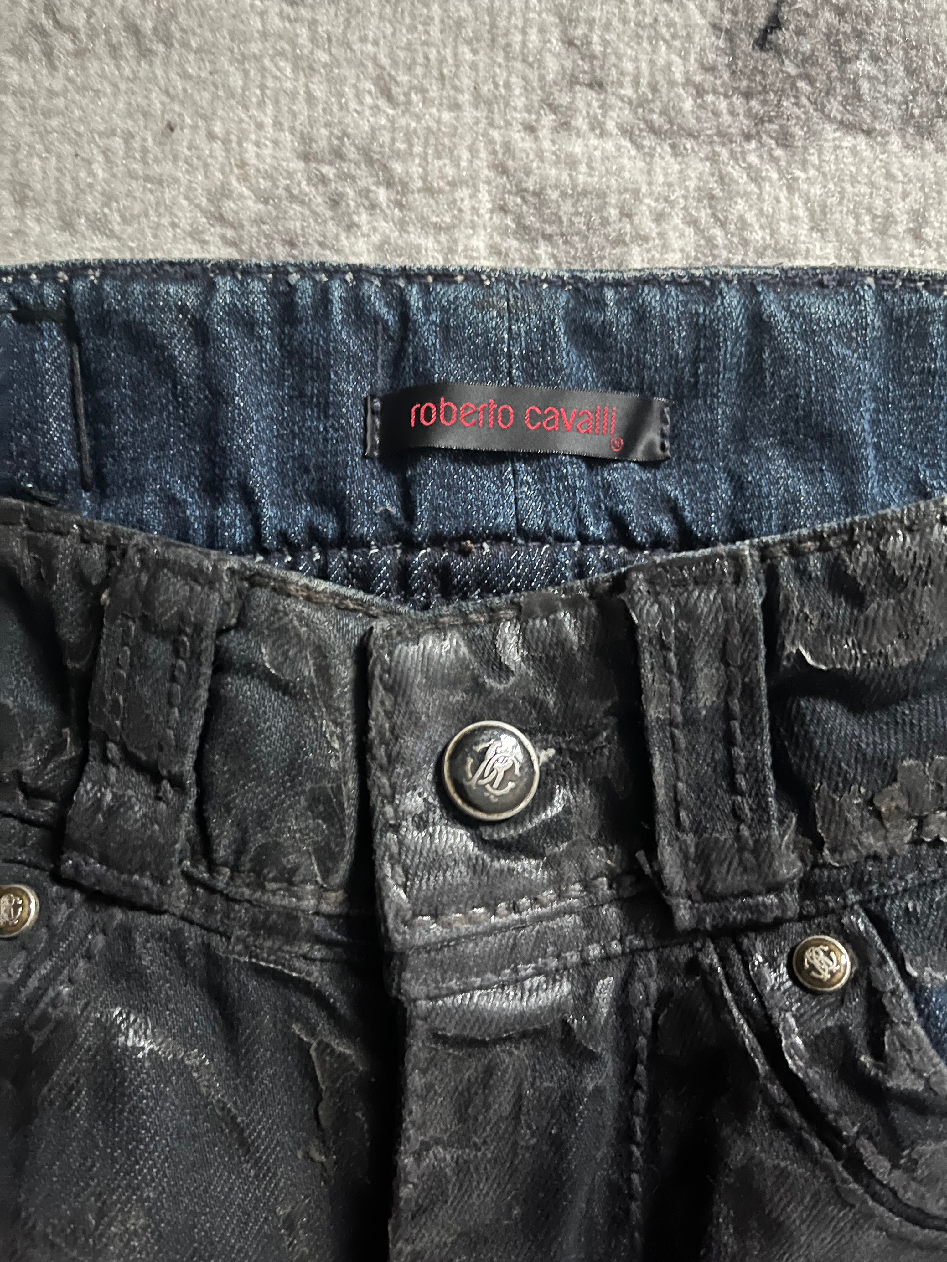 SS2004 Roberto Cavalli Dark Hybrid Crocodile Denim Pants (M)