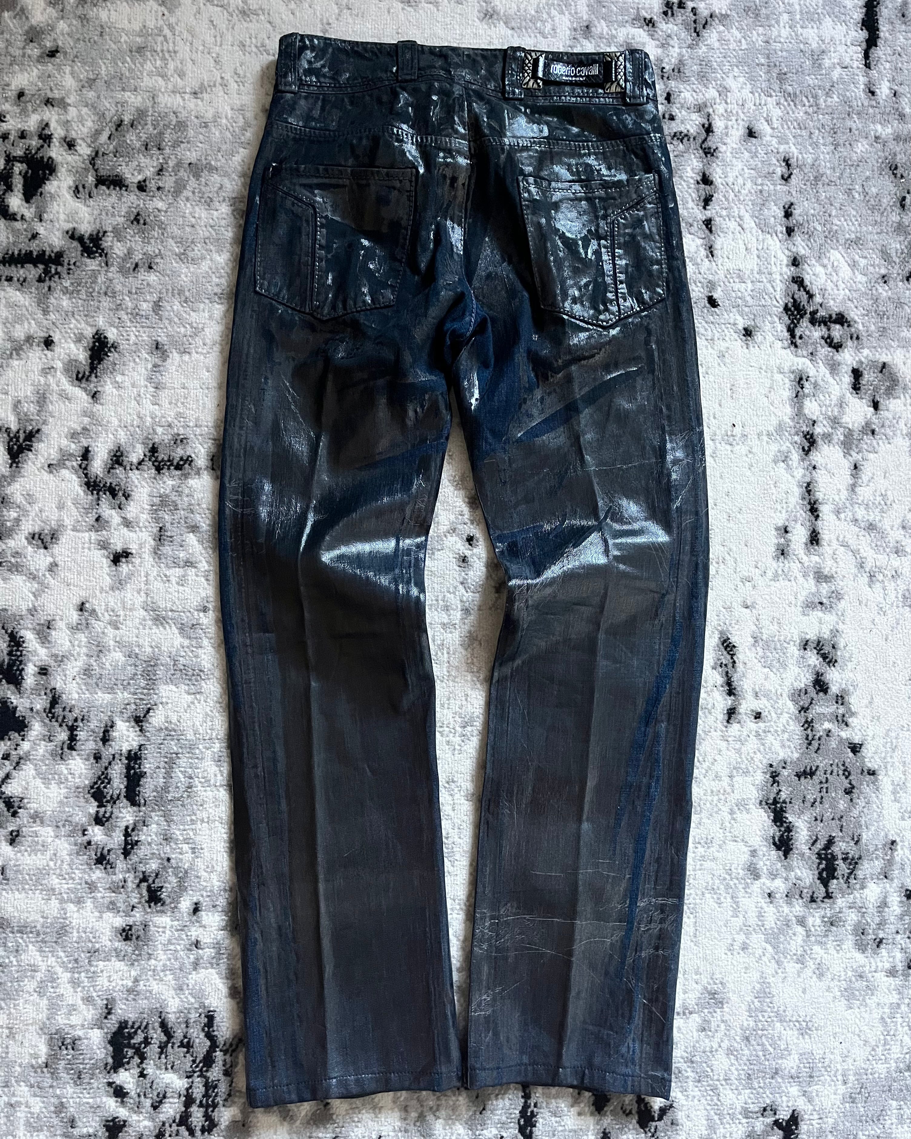 SS2004 Roberto Cavalli Dark Hybrid Crocodile Denim Pants (M)
