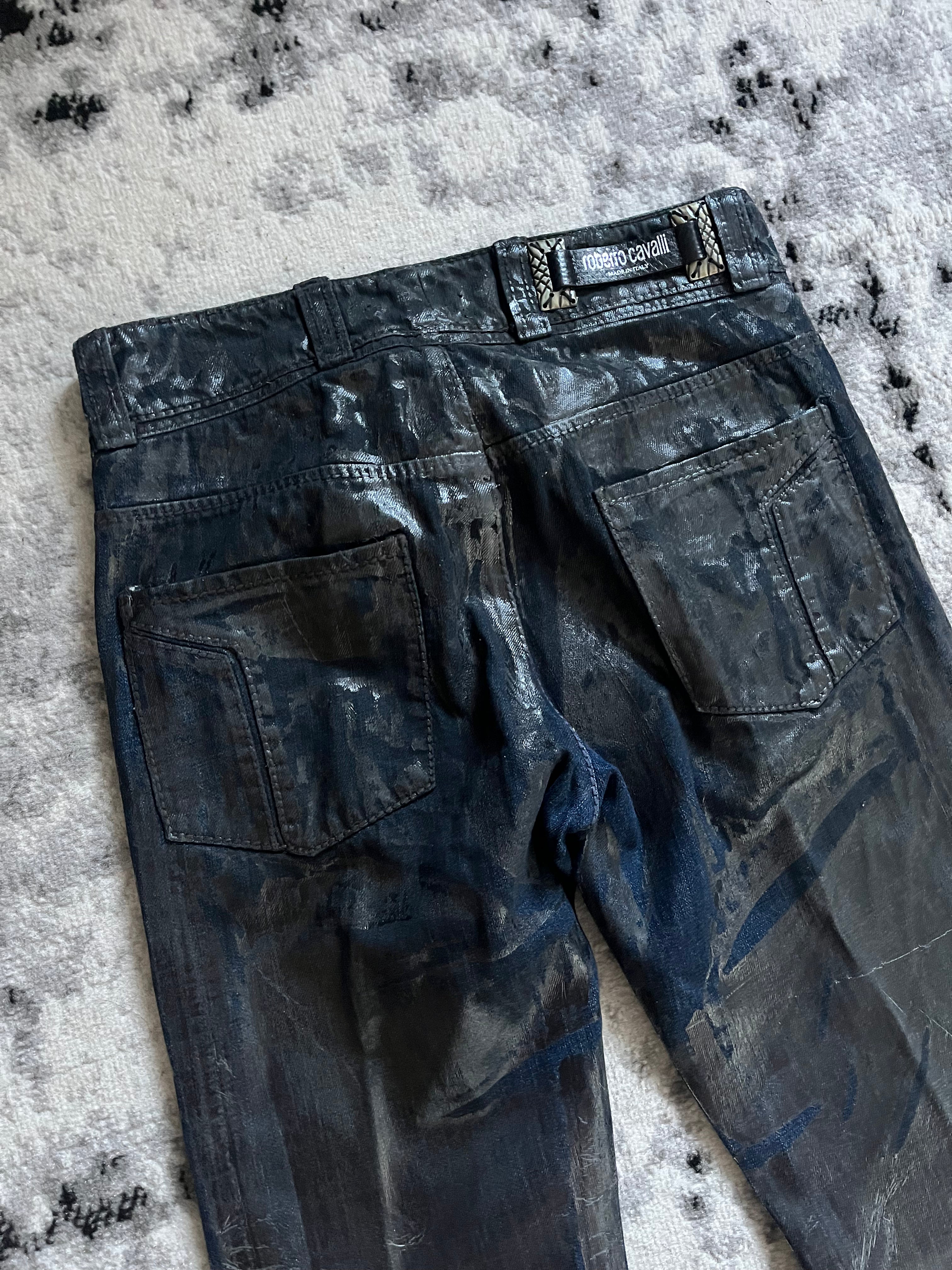 SS2004 Roberto Cavalli Dark Hybrid Crocodile Denim Pants (M)