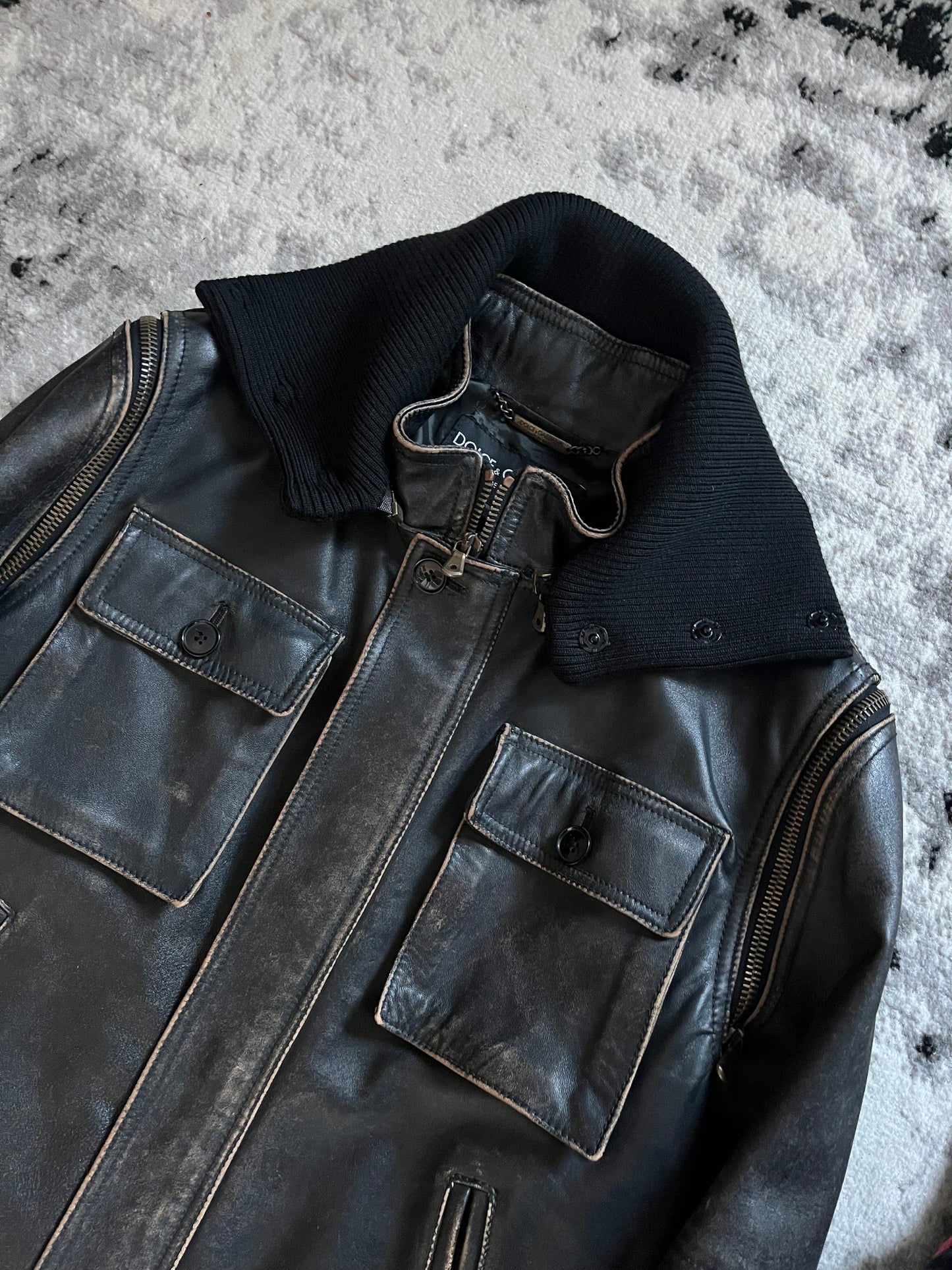 AW2003 Dolce & Gabbana Detachable Zip Horse Leather Jacket (M)