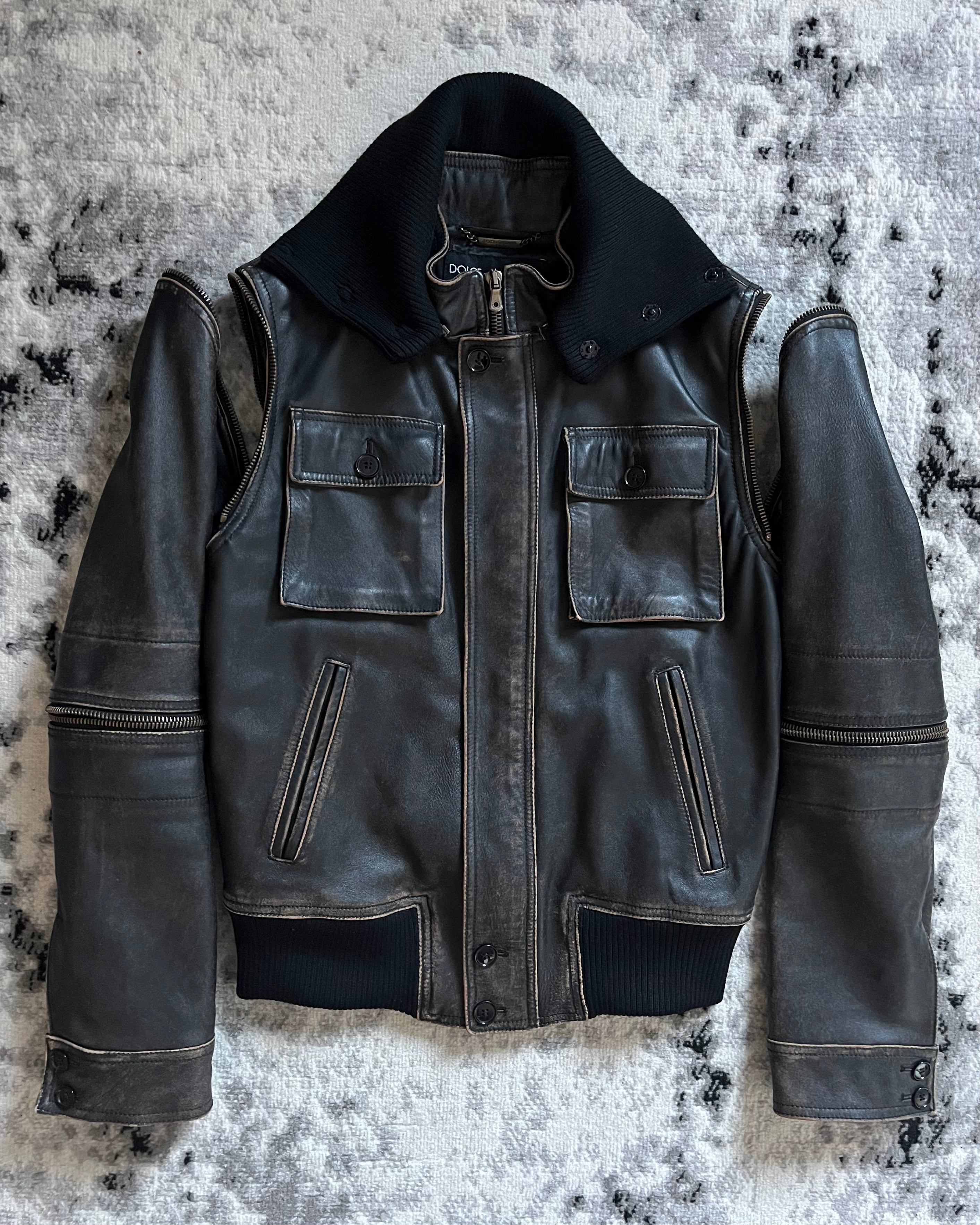 2003AW ドルチェ＆ガッバーナ デタッチャブルジップホースレザージャケット(M)