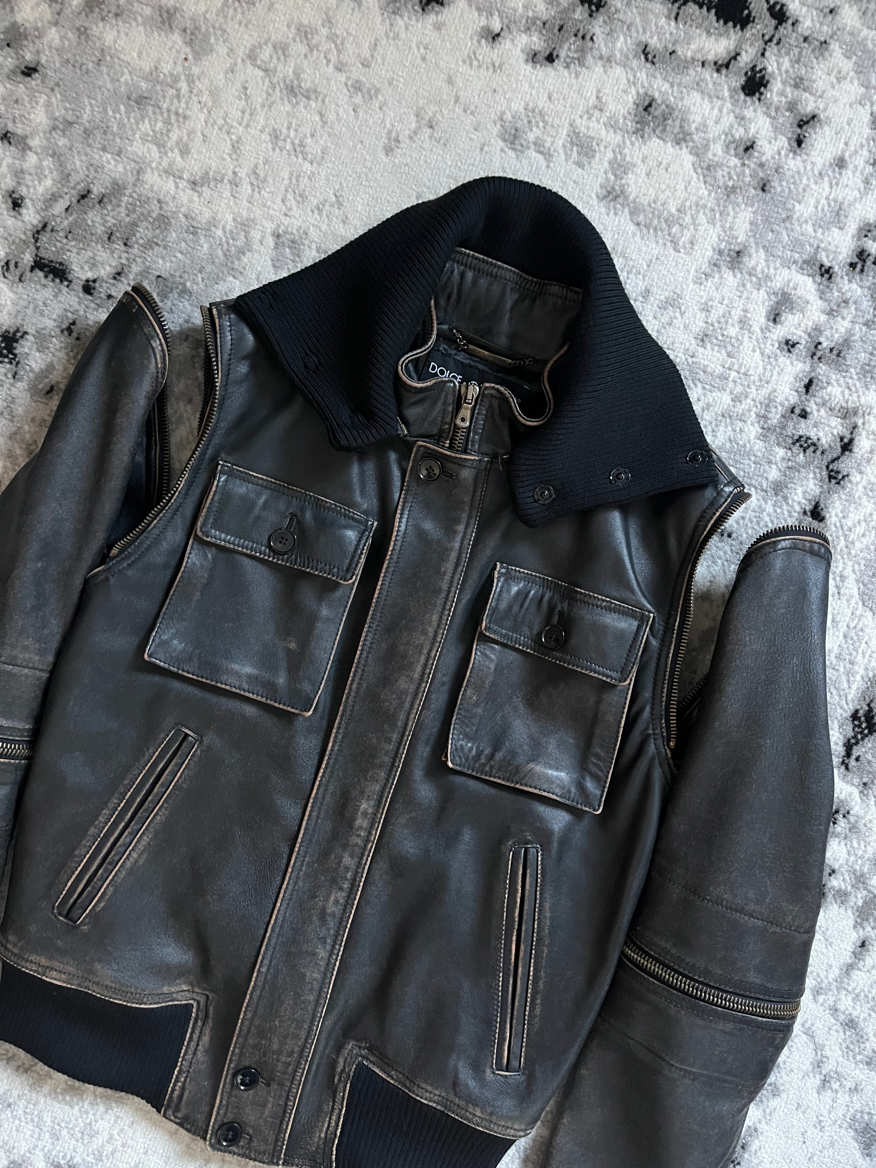 2003AW ドルチェ＆ガッバーナ デタッチャブルジップホースレザージャケット(M)