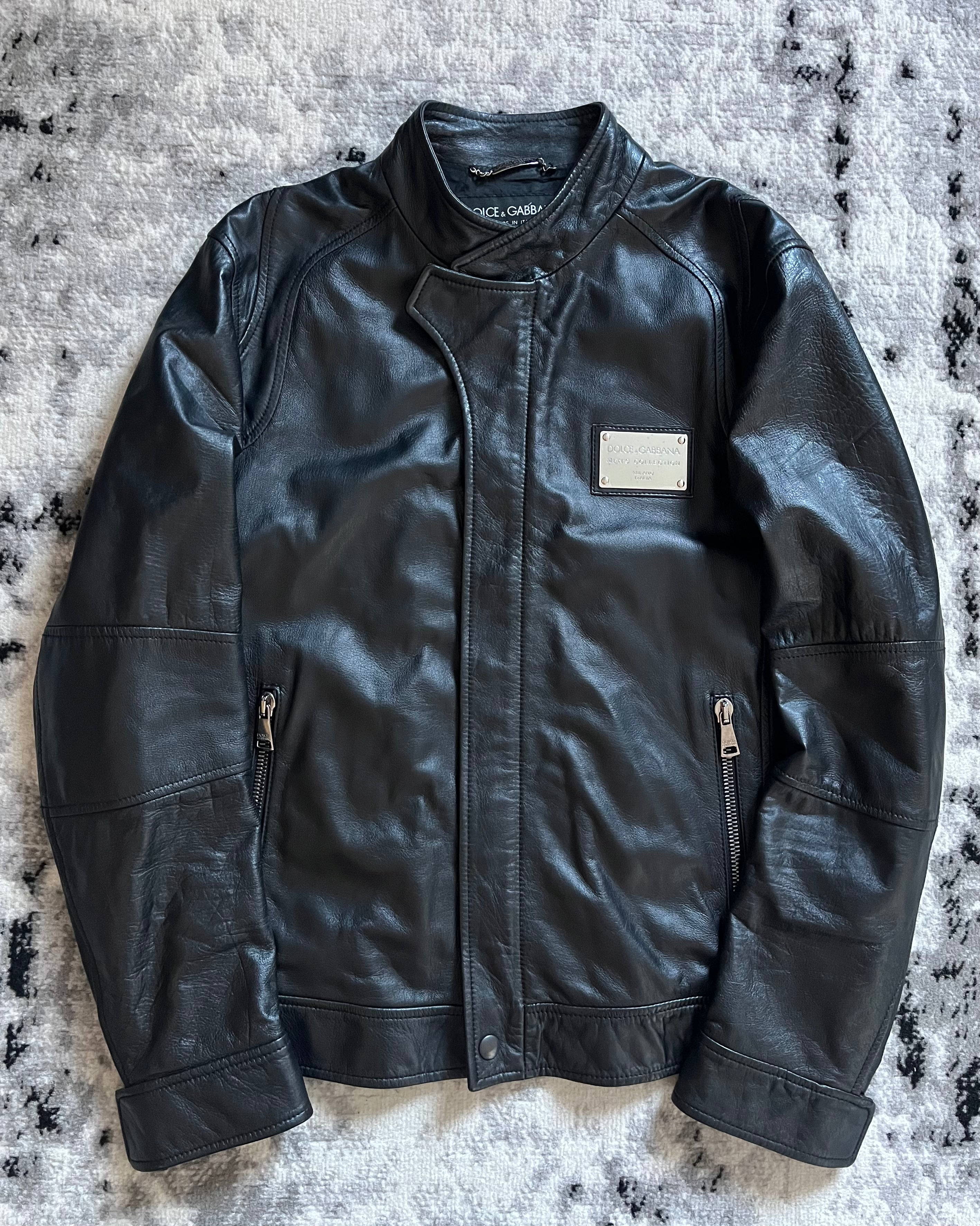 AW2010 Dolce & Gabbana Black Biker Leather Jacket (M/L)