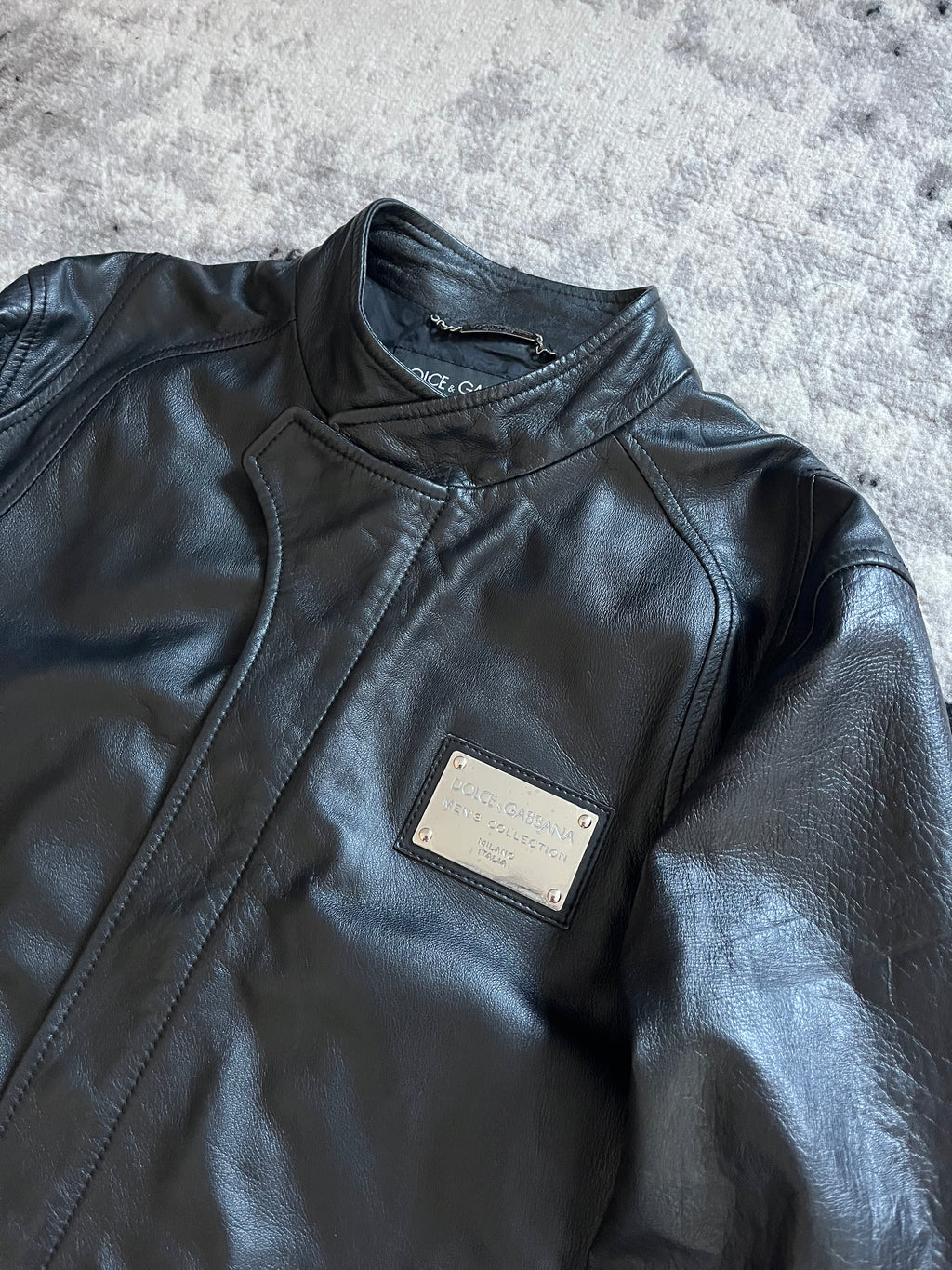 AW2010 Dolce & Gabbana Black Biker Leather Jacket (M/L)