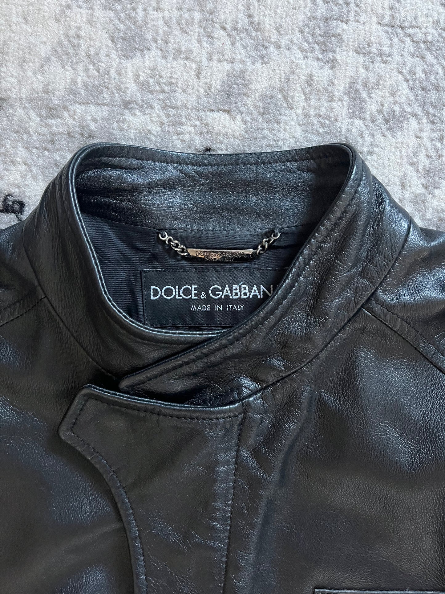 AW2010 Dolce & Gabbana Black Biker Leather Jacket (M/L)