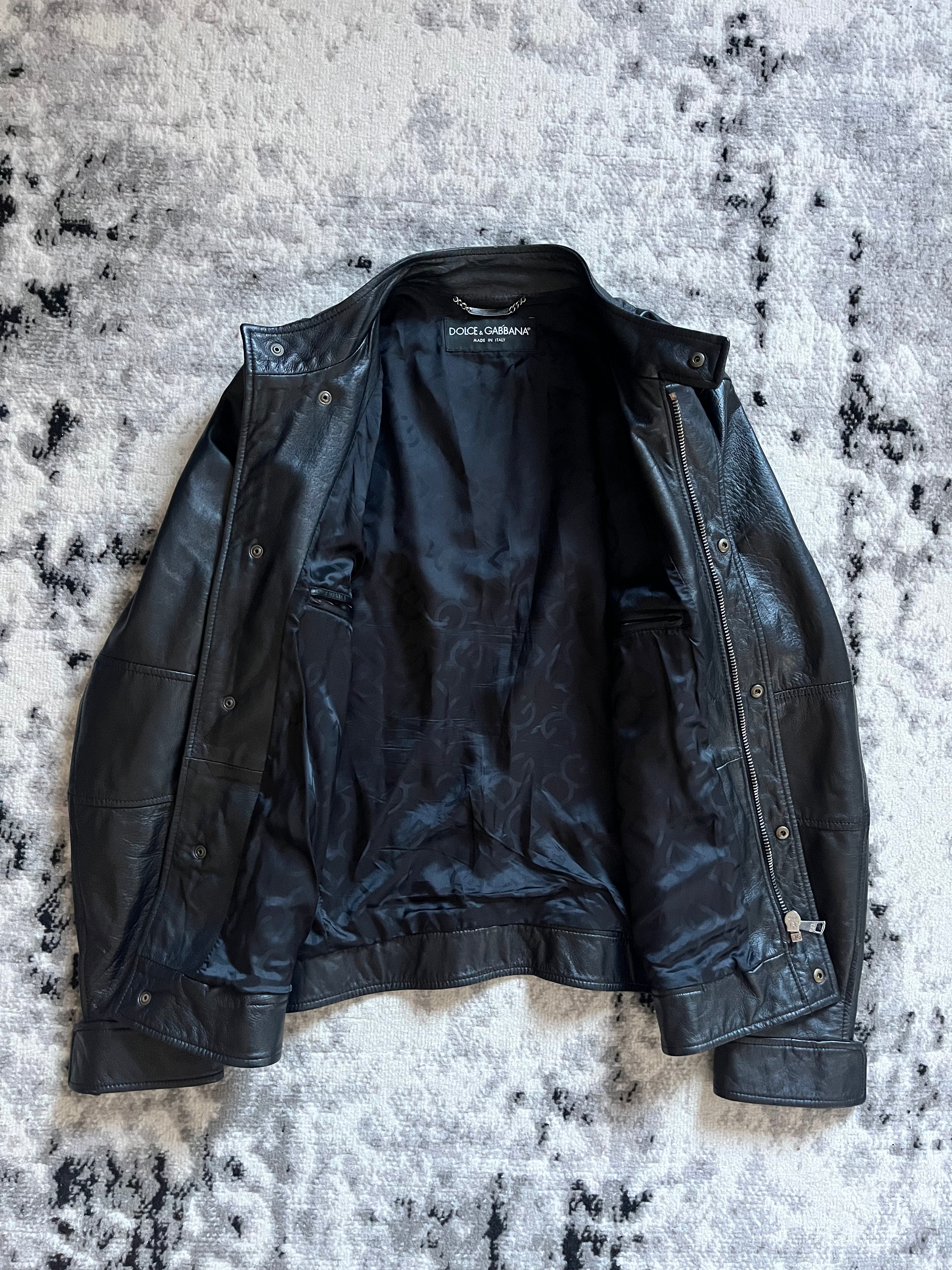 AW2010 Dolce & Gabbana Black Biker Leather Jacket (M/L)