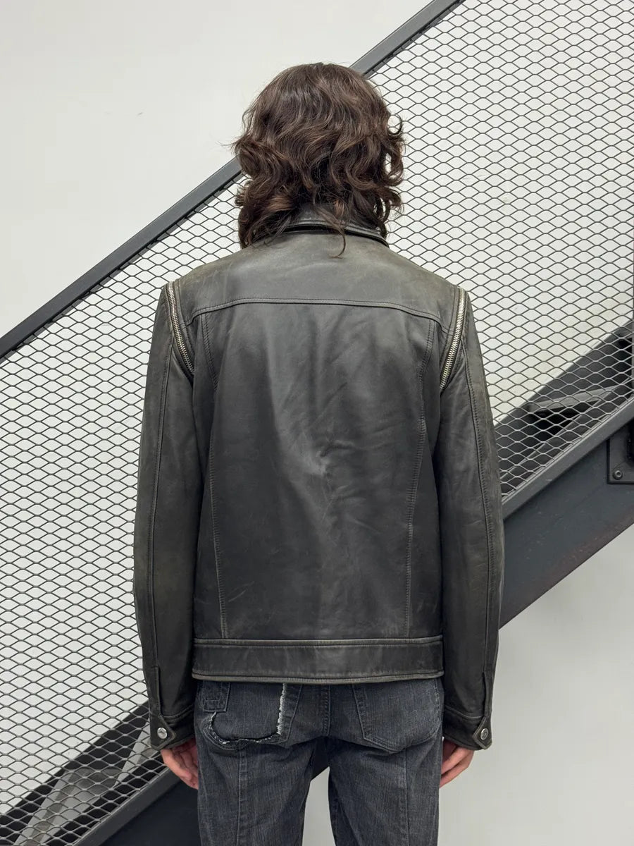 SS2002 Dolce & Gabbana Black Leather Detachable-Sleeve Multi-Pocket Leather Jacket eqBzPgNg 4
