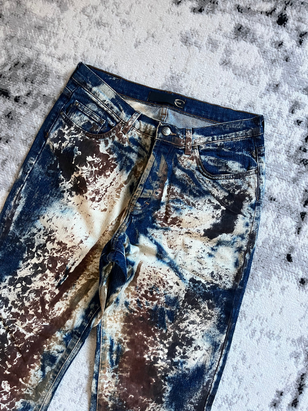 00s Cavalli 侵食世界のユニークなデニムパンツ (S) 