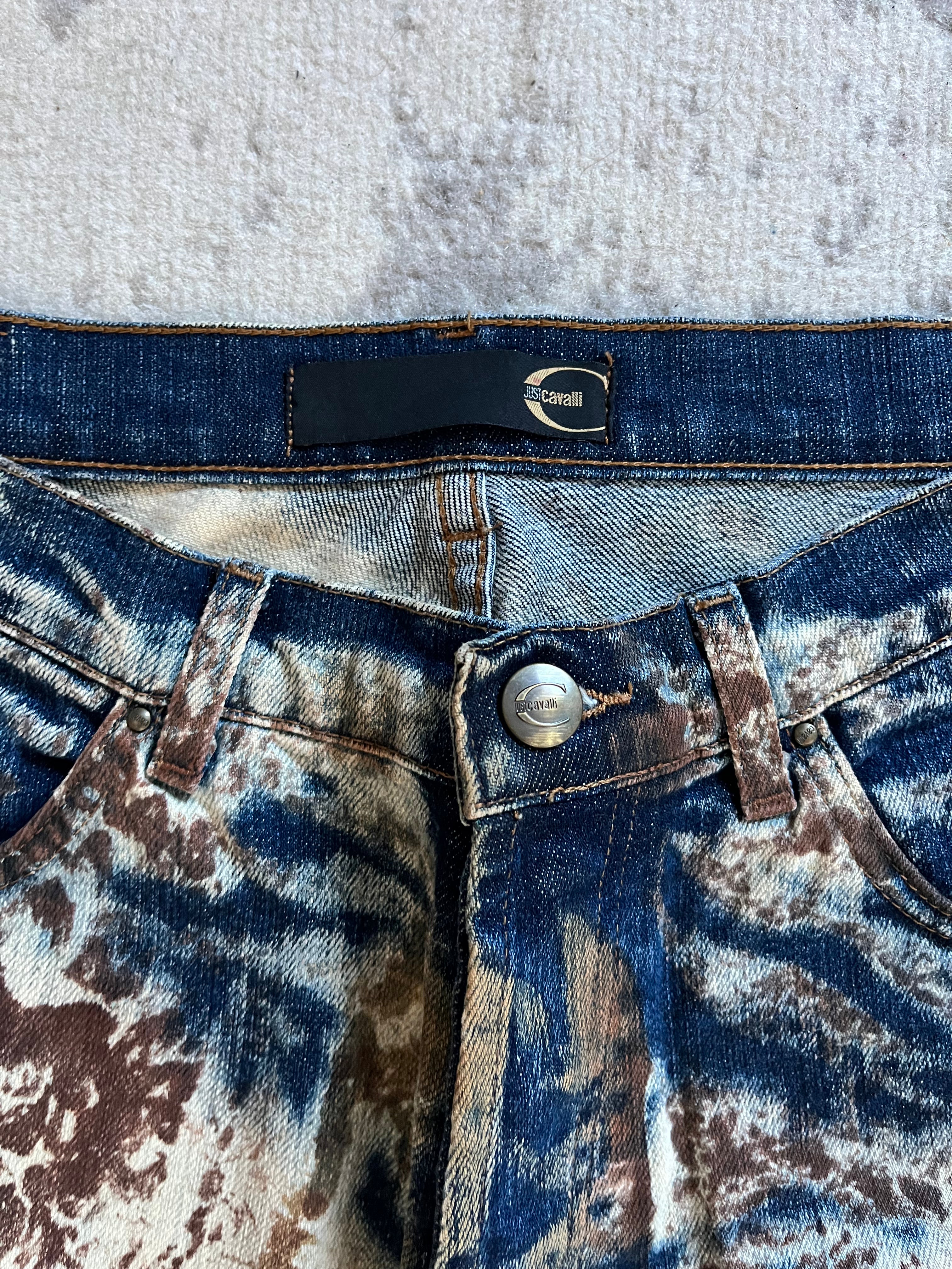 00s Cavalli 侵食世界のユニークなデニムパンツ (S) 