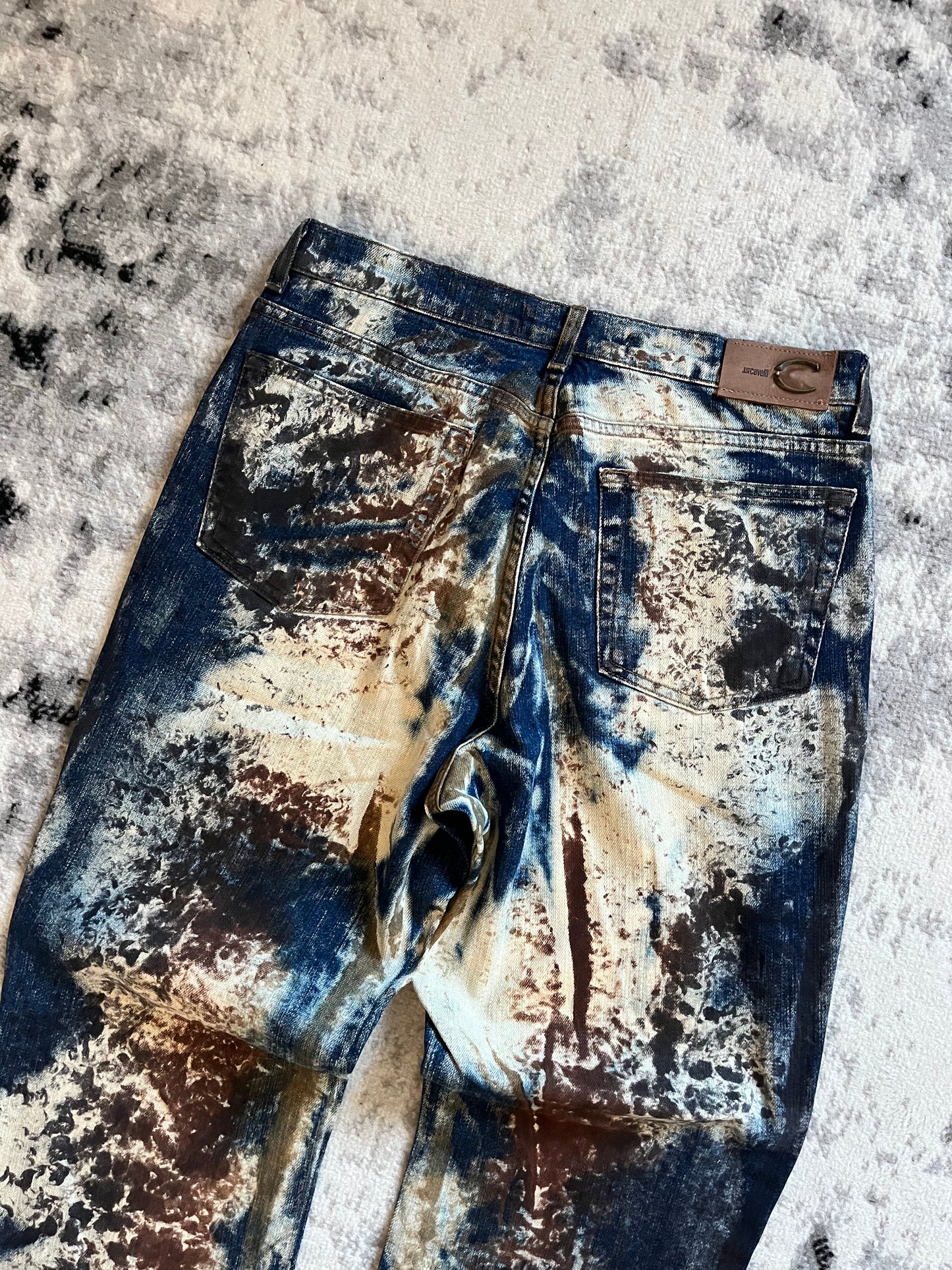 00s Cavalli Eroded World Unique Denim Pants (S)