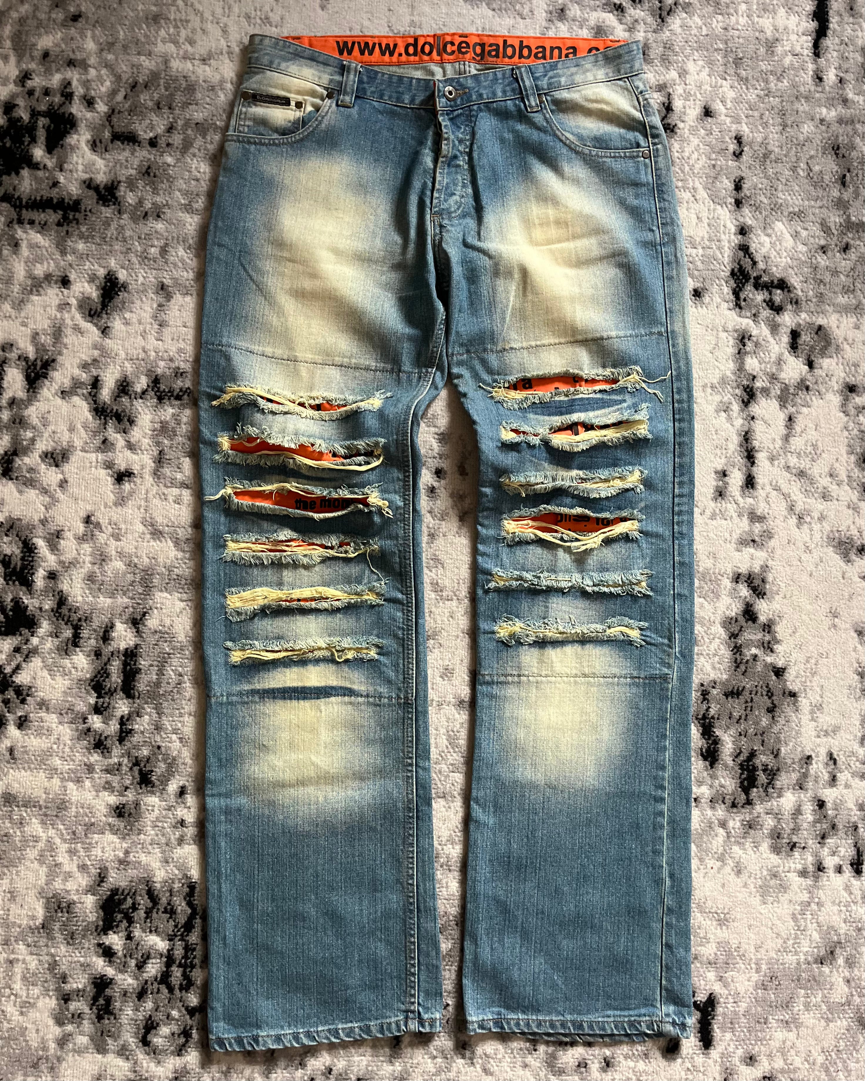 2006FW ドルチェ＆ガッバーナ オレンジ ポエム フェード ジーンズ (L/XL)