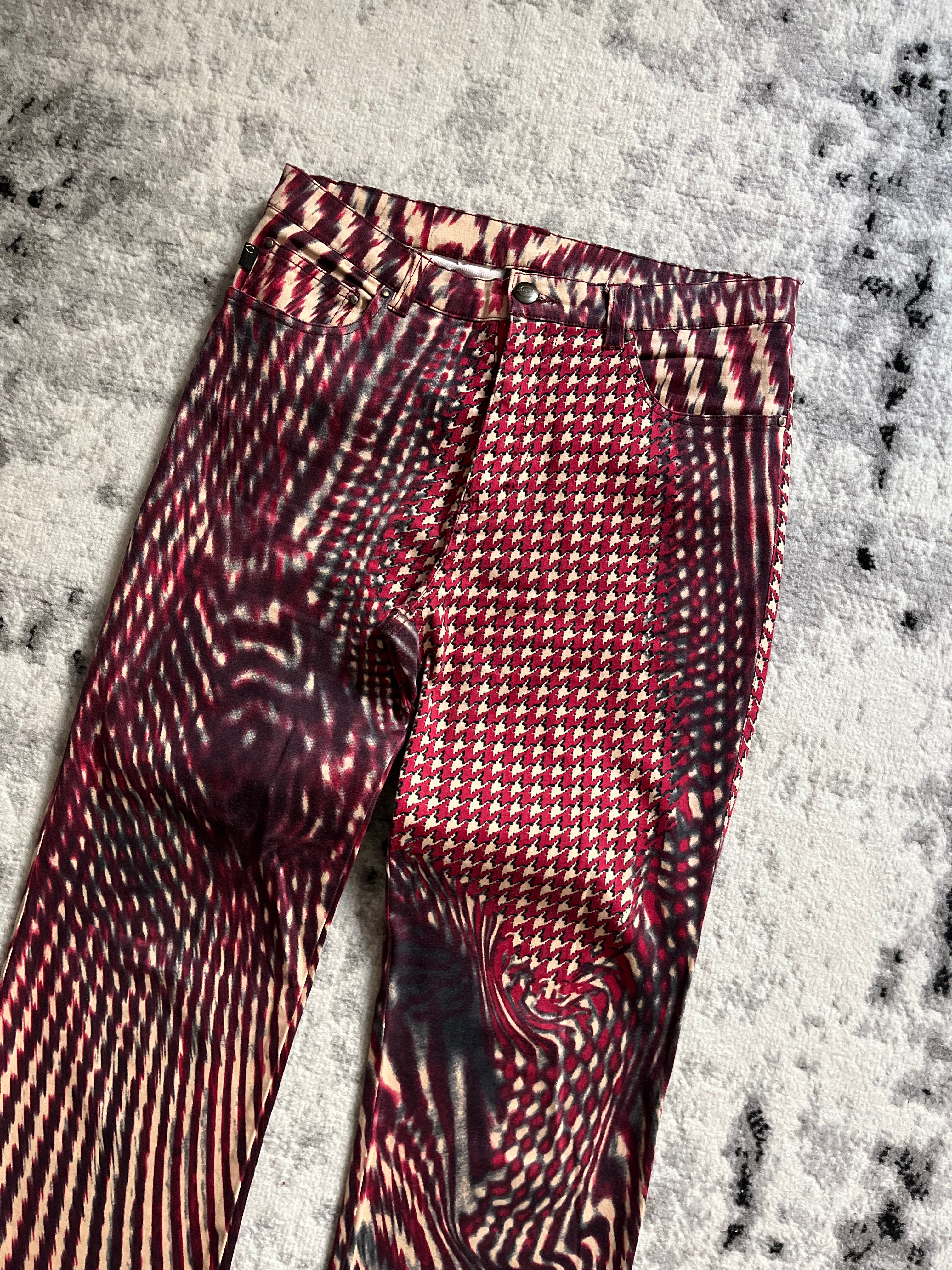 SS2001 ロベルト カヴァリ サイケデリック レッド パンツ (XS/S)