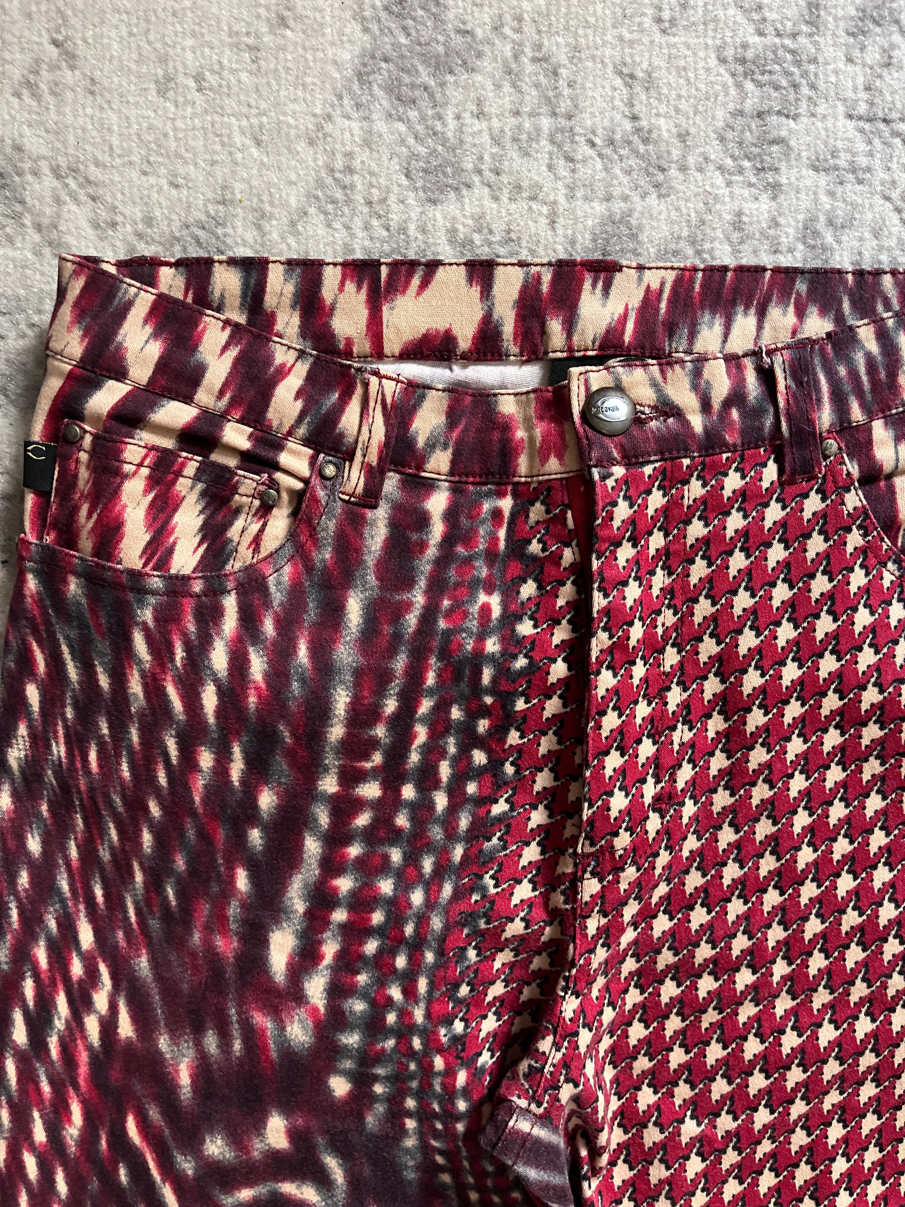 SS2001 ロベルト カヴァリ サイケデリック レッド パンツ (XS/S)