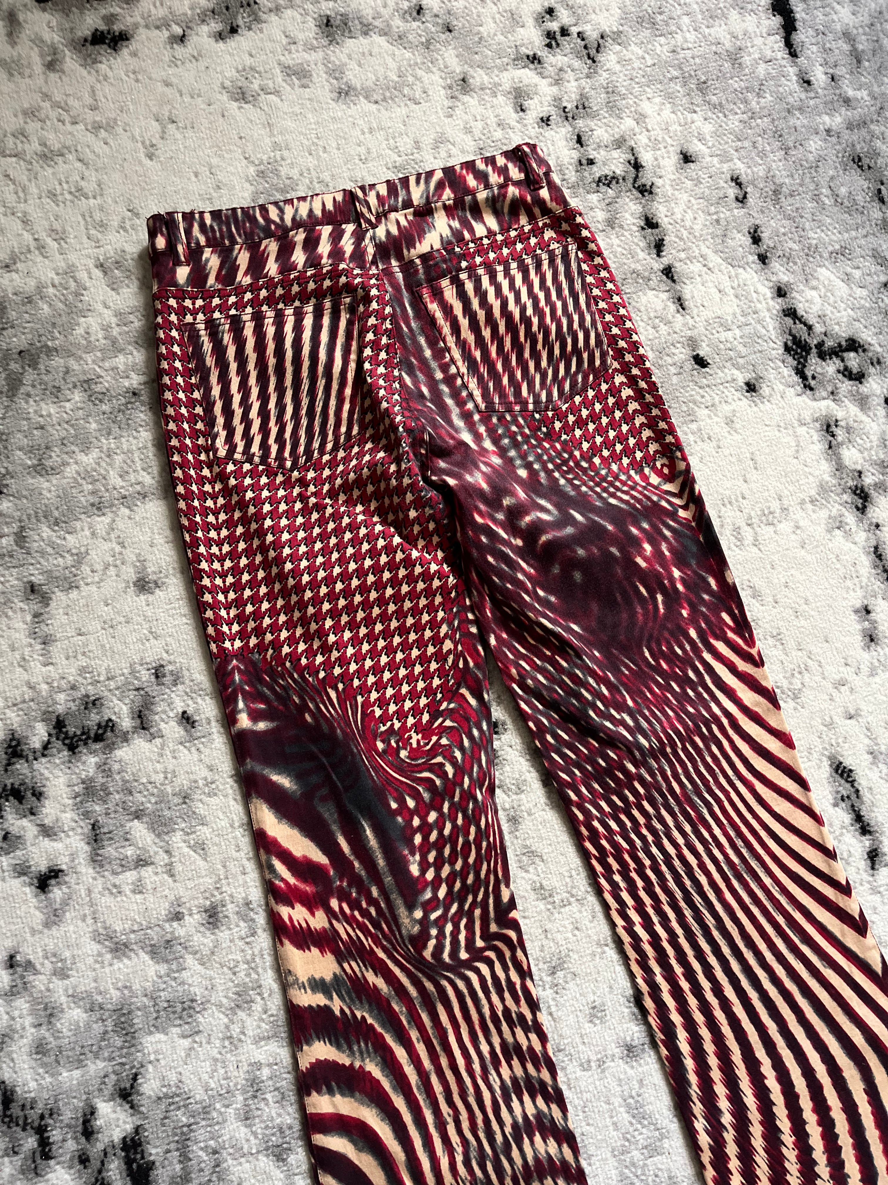 SS2001 ロベルト カヴァリ サイケデリック レッド パンツ (XS/S)