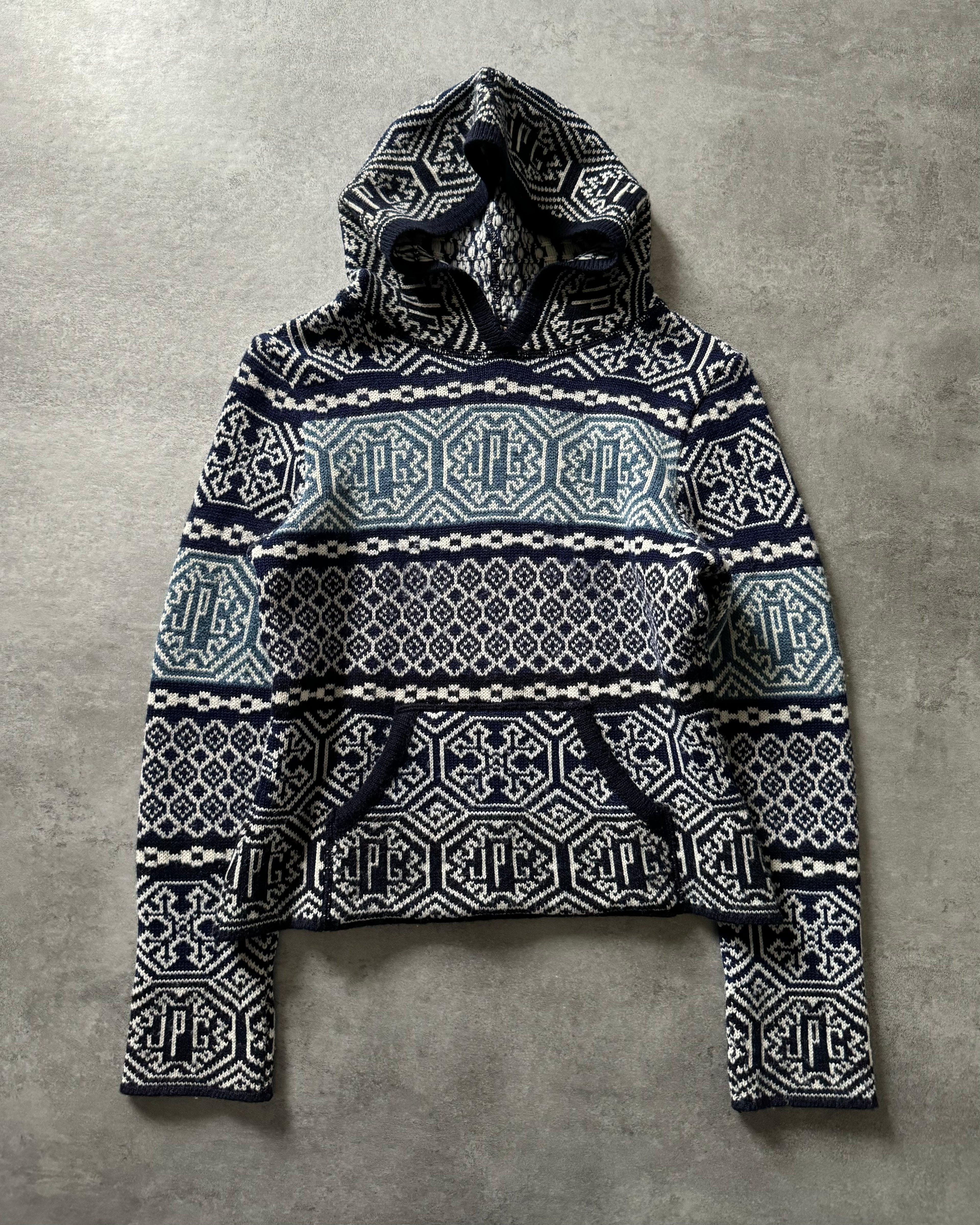 2000年代 ジャン ポール ゴルチエ ブルー アラビア シグネチャー セーター (XS)